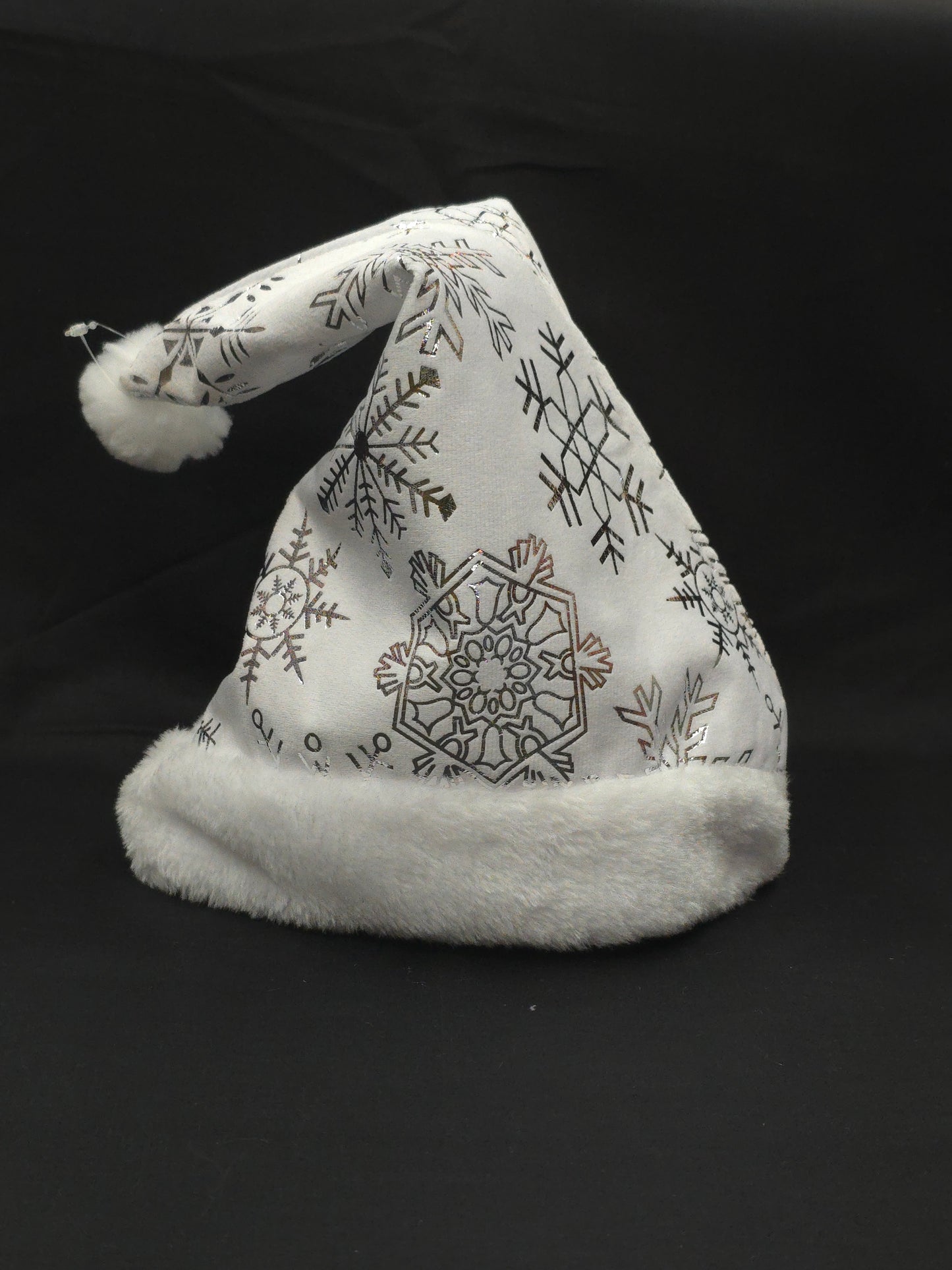 White christmas cap with silver snow flakes HD-092 **ready to dispatch**