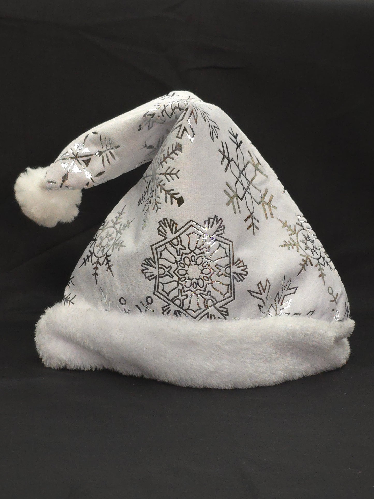 White christmas cap with silver snow flakes HD-092 **ready to dispatch**