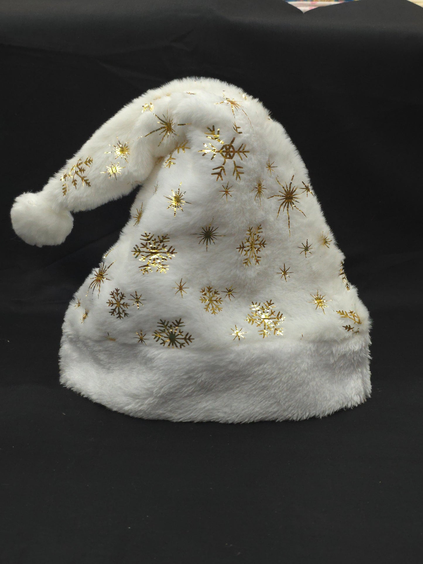 White christmas cap with golden snow flakes HD-091 **ready to dispatch**