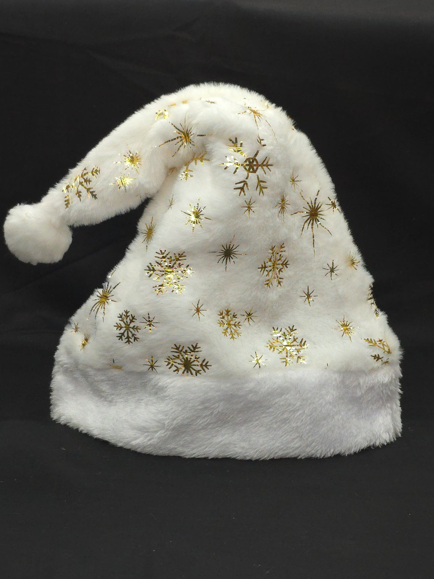 White christmas cap with golden snow flakes HD-091 **ready to dispatch**