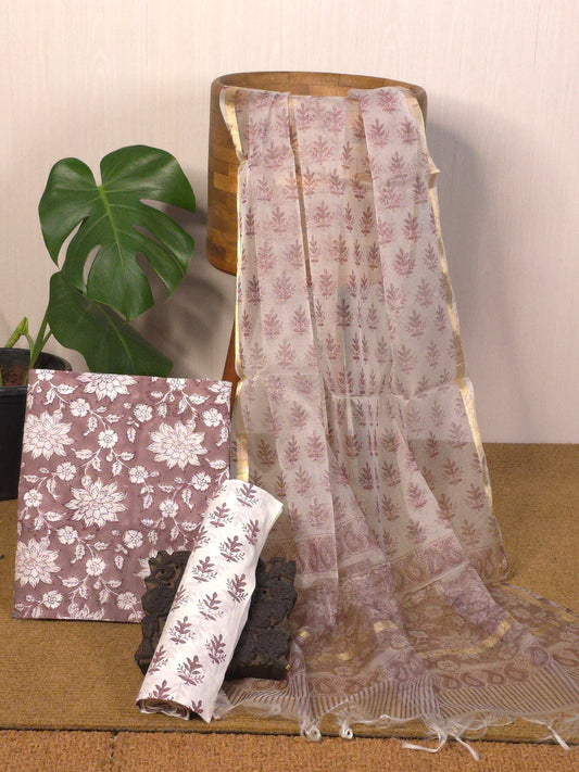 Pure cotton 3(PC) suit with organza dupatta USS-050 **ready to dispatch**