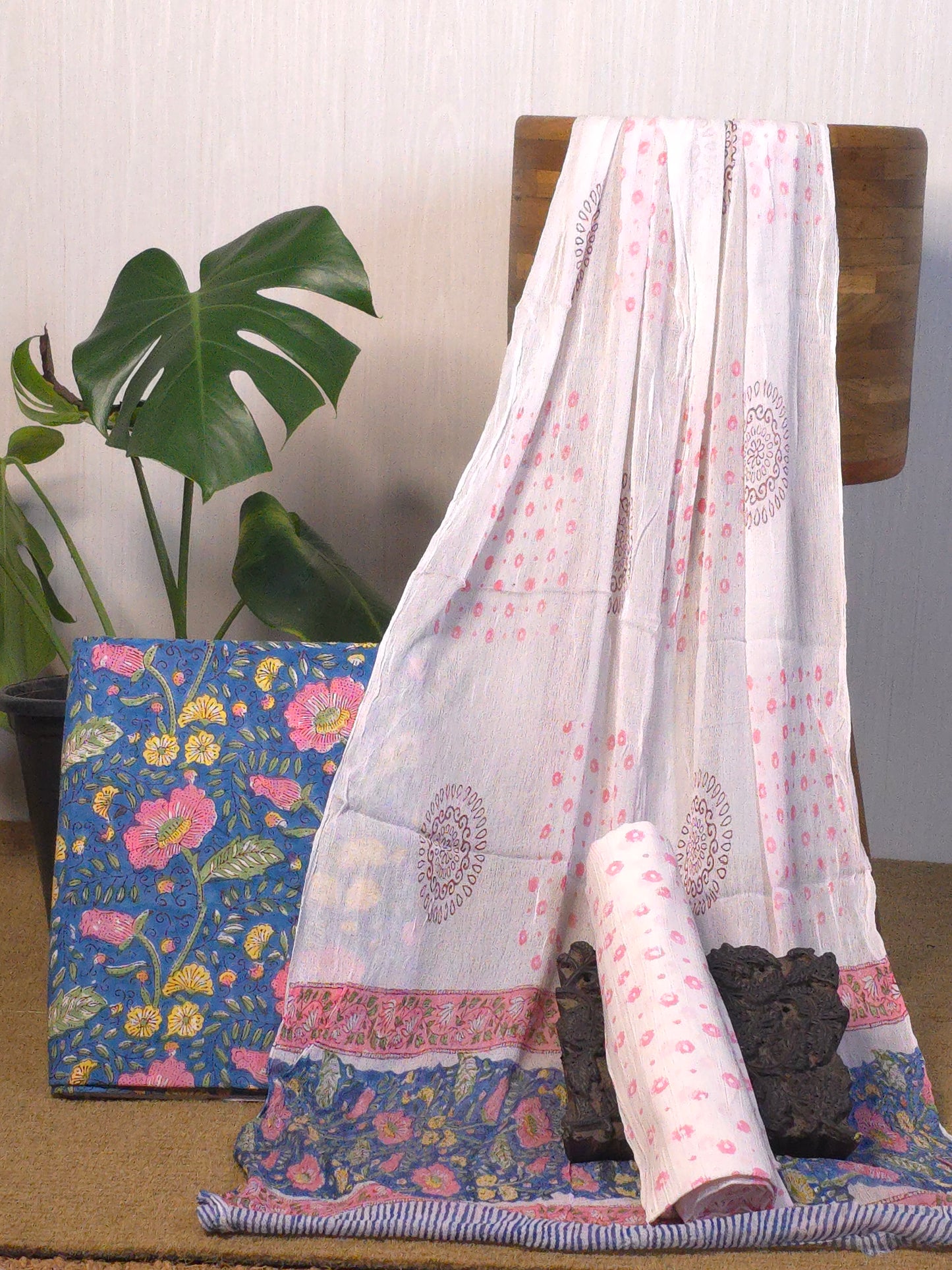 Pure cotton (3PC) suite with chiffon dupatta USS-086 **ready to dispatch**