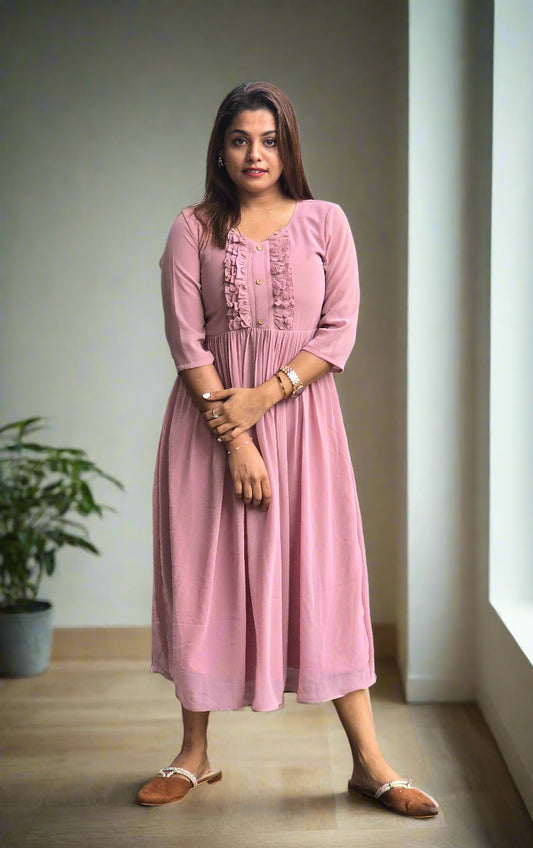 Georgette Aline kurti with frilled yoke MBS-610