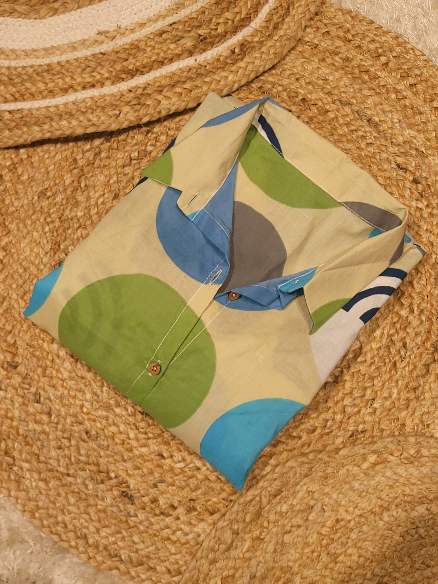 Multicolour polka dot printed cotton shirt dress MBS-824 ** ready to dispatch **