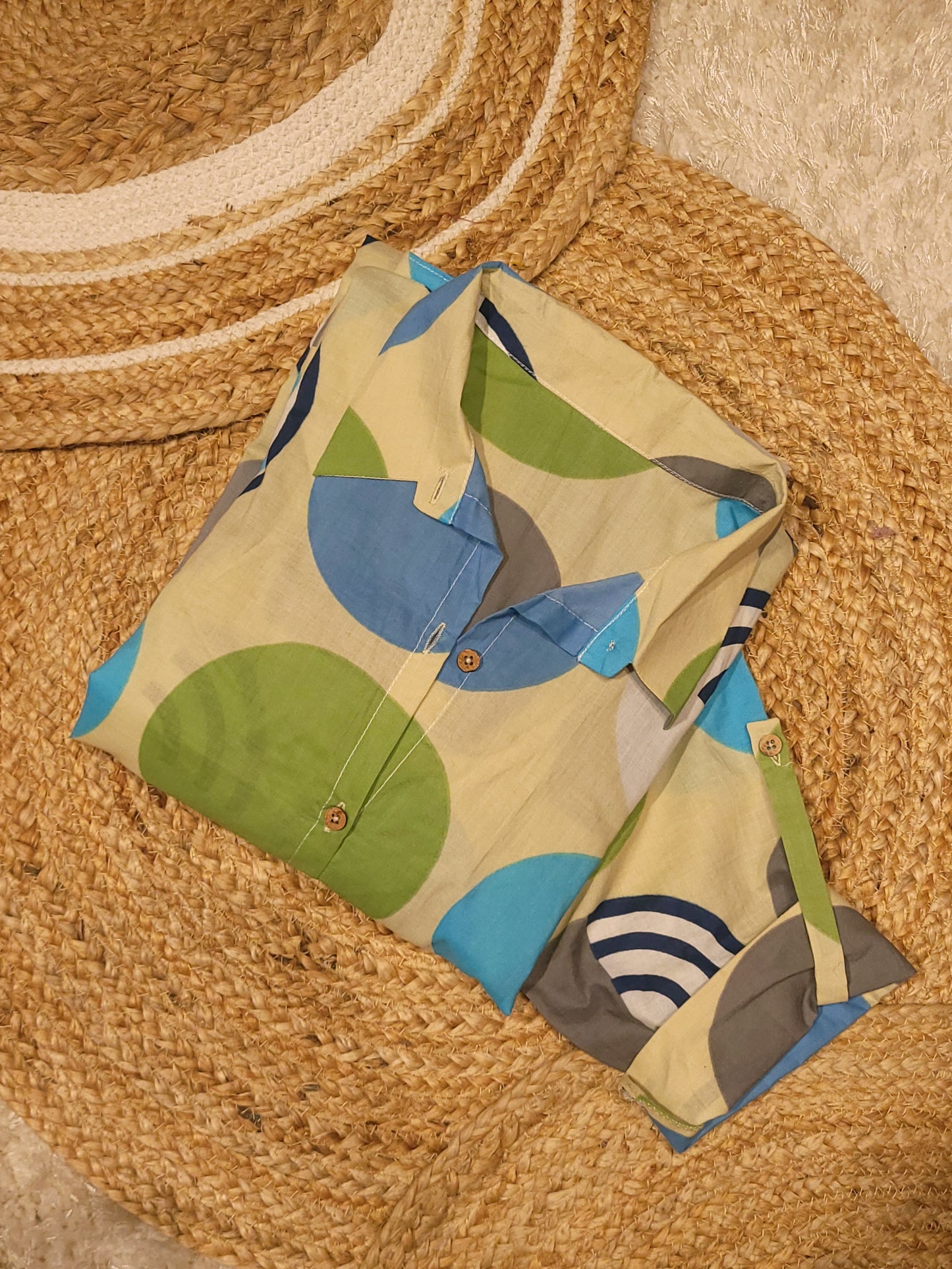 Multicolour polka dot printed cotton shirt dress MBS-824 ** ready to dispatch **