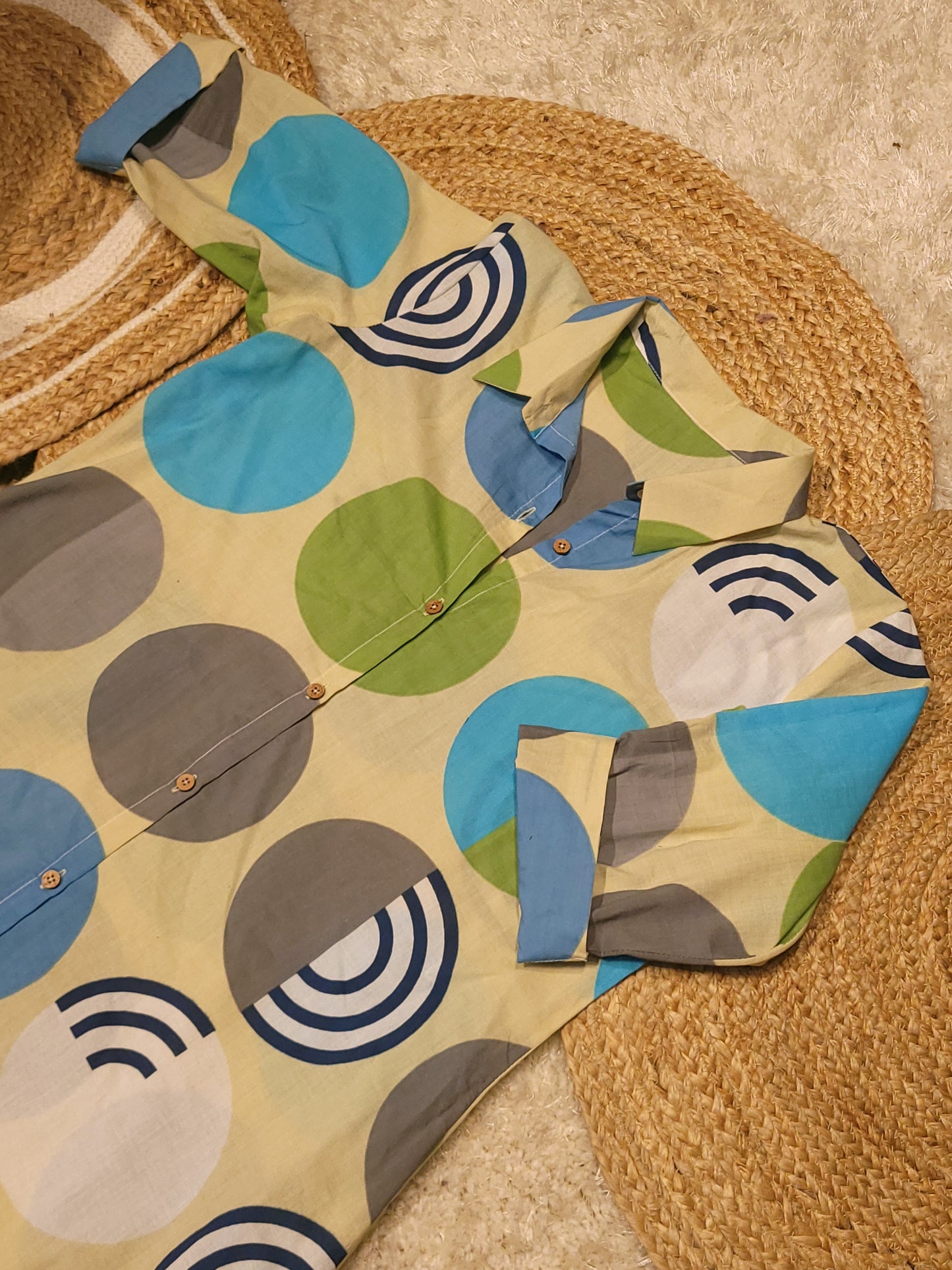 Multicolour polka dot printed cotton shirt dress MBS-824 ** ready to dispatch **