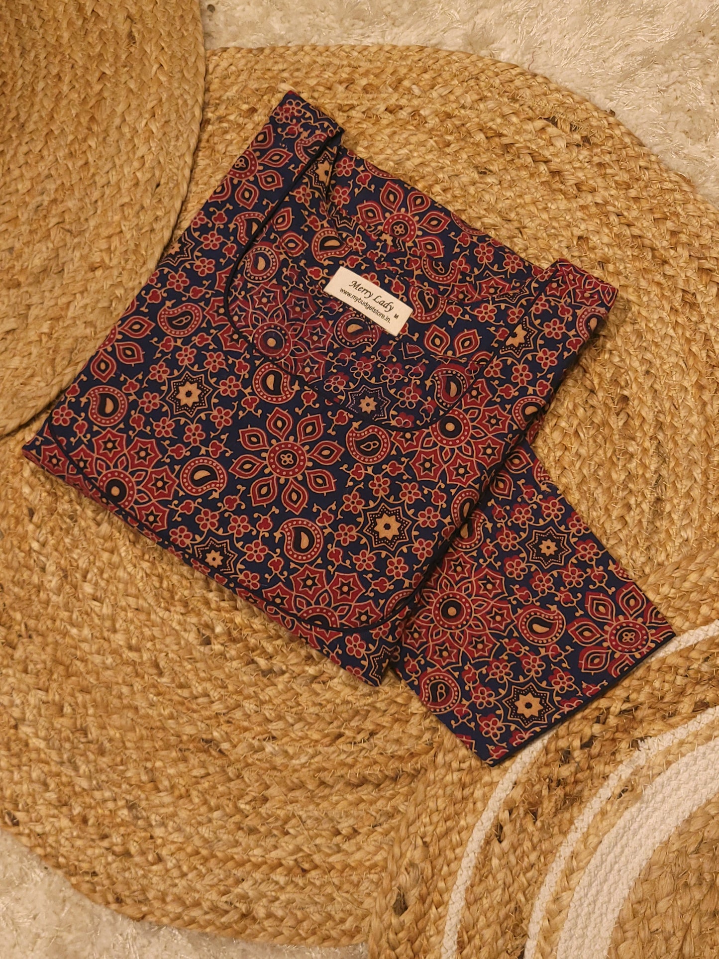 Cotton printed kurti with piping detailed yoke MBS-827 ** ready to dispatch**