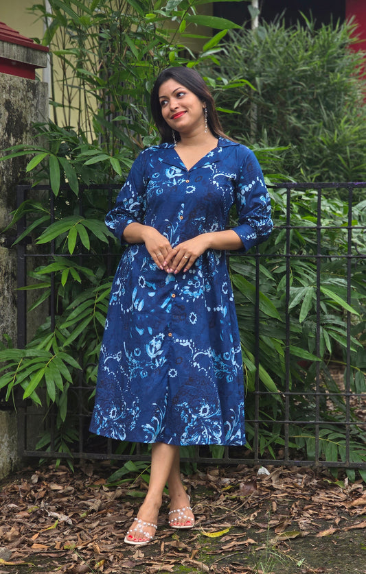 Blue printed cotton  kurti/dress MBS-669 **ready to dispatch**