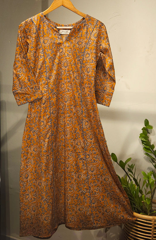Mustard cotton printed kurti with three panelled pattern MBS-685 ** Ready to dispatch **