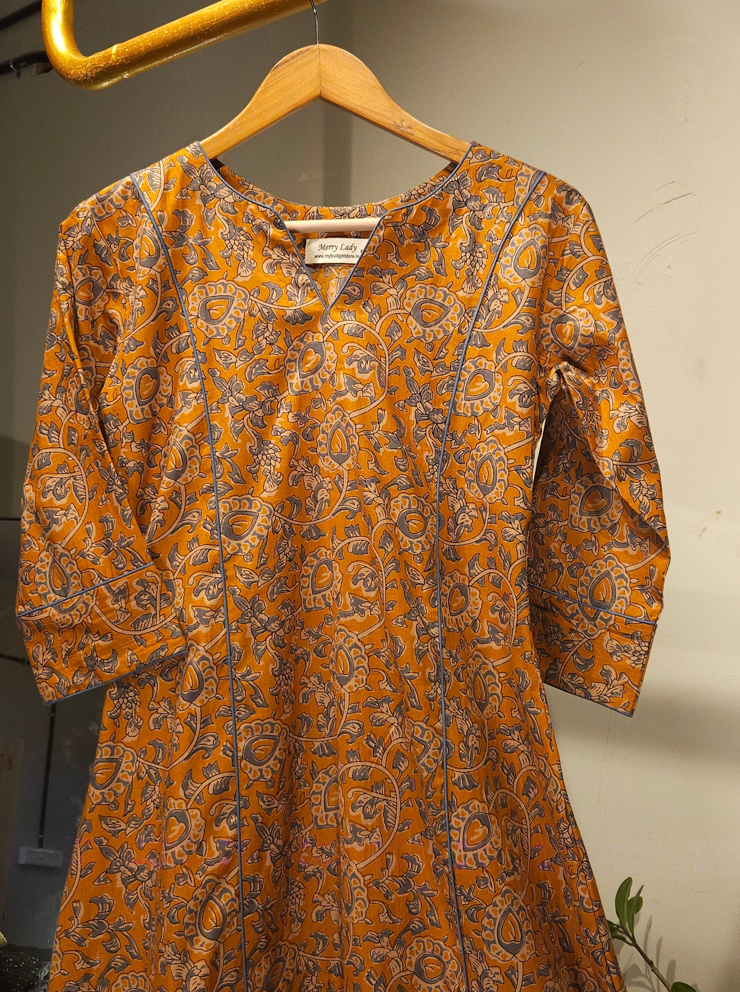 Mustard cotton printed kurti with three panelled pattern MBS-685 ** Ready to dispatch **