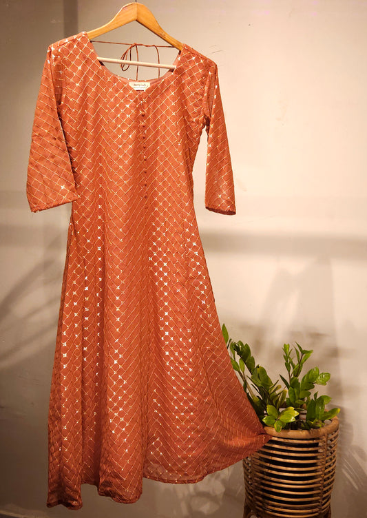 Dark peach shaded designer kurti  MBS-688 ** Ready to dispatch **