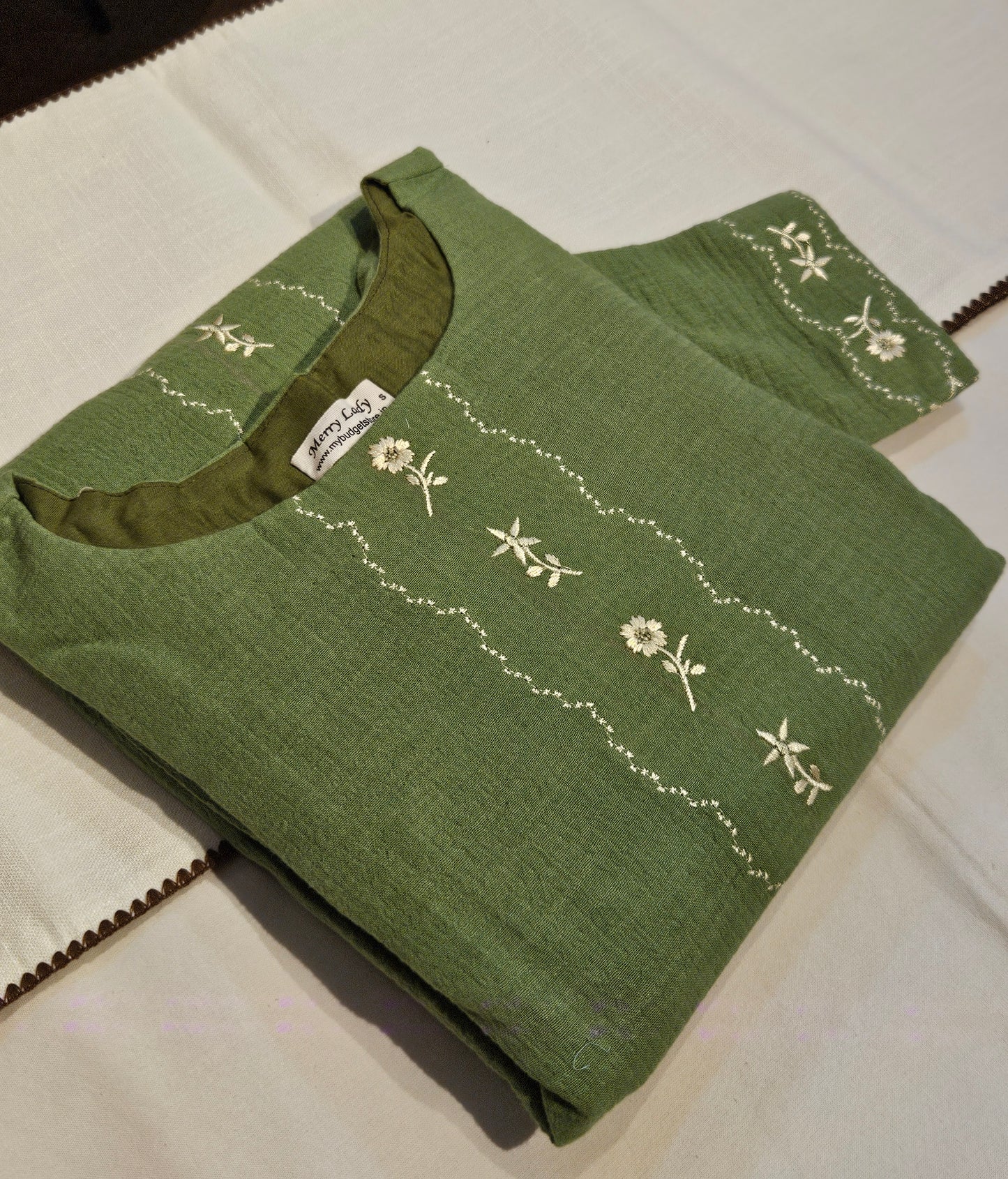 Pure cotton crushed kurti/dress in green shade MBS-714
