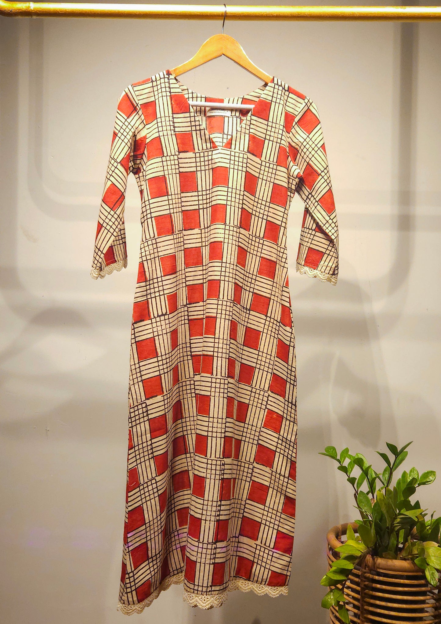Block printed pure cotton checks kurti MBS-756 ***Ready to dispatch***
