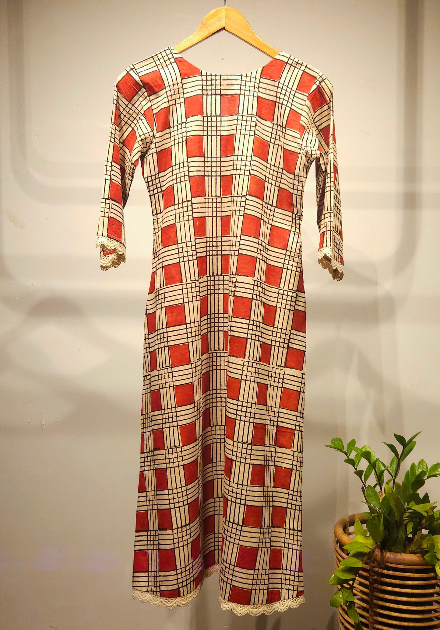 Block printed pure cotton checks kurti MBS-756 ***Ready to dispatch***