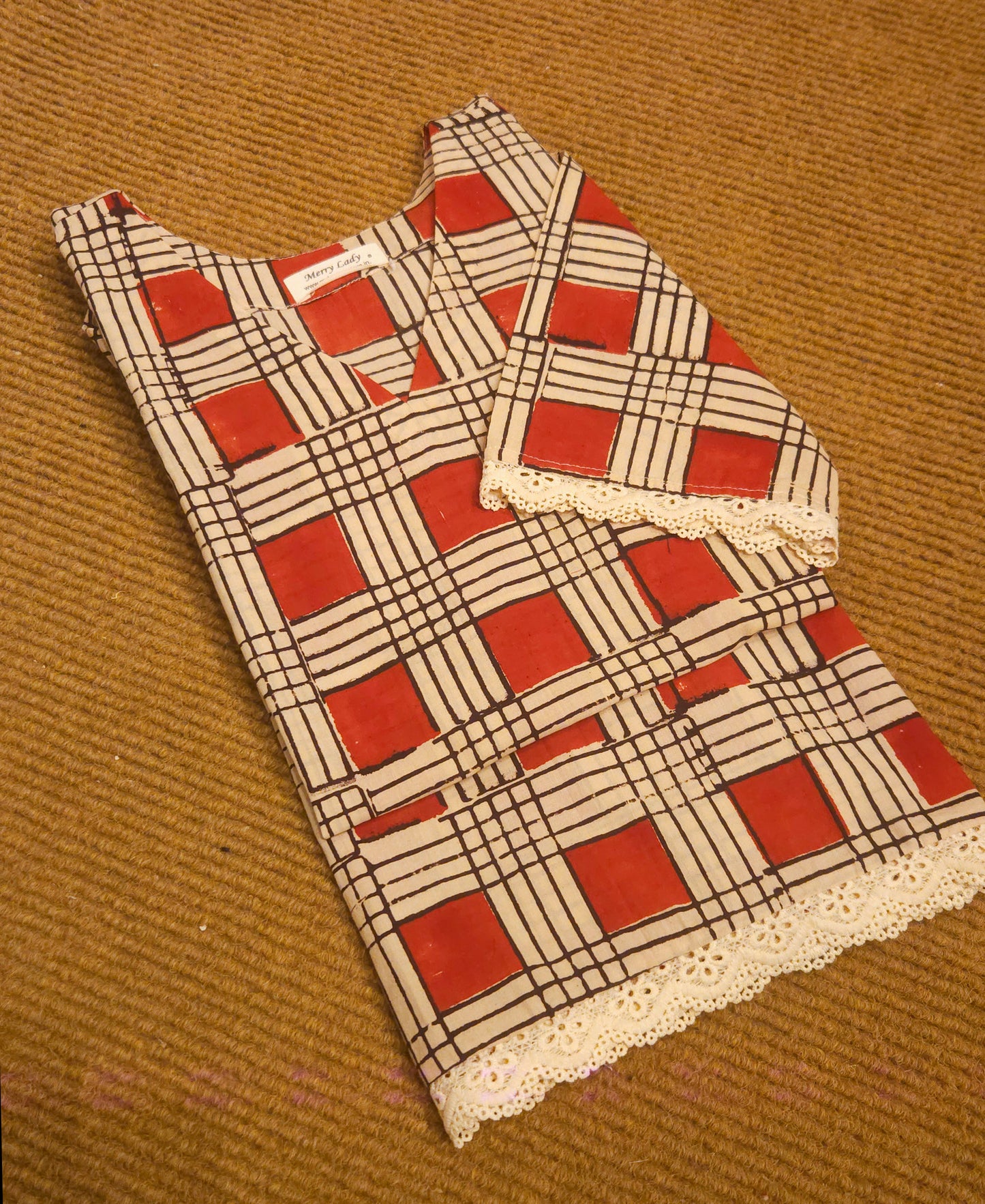 Block printed pure cotton checks kurti MBS-756 ***Ready to dispatch***