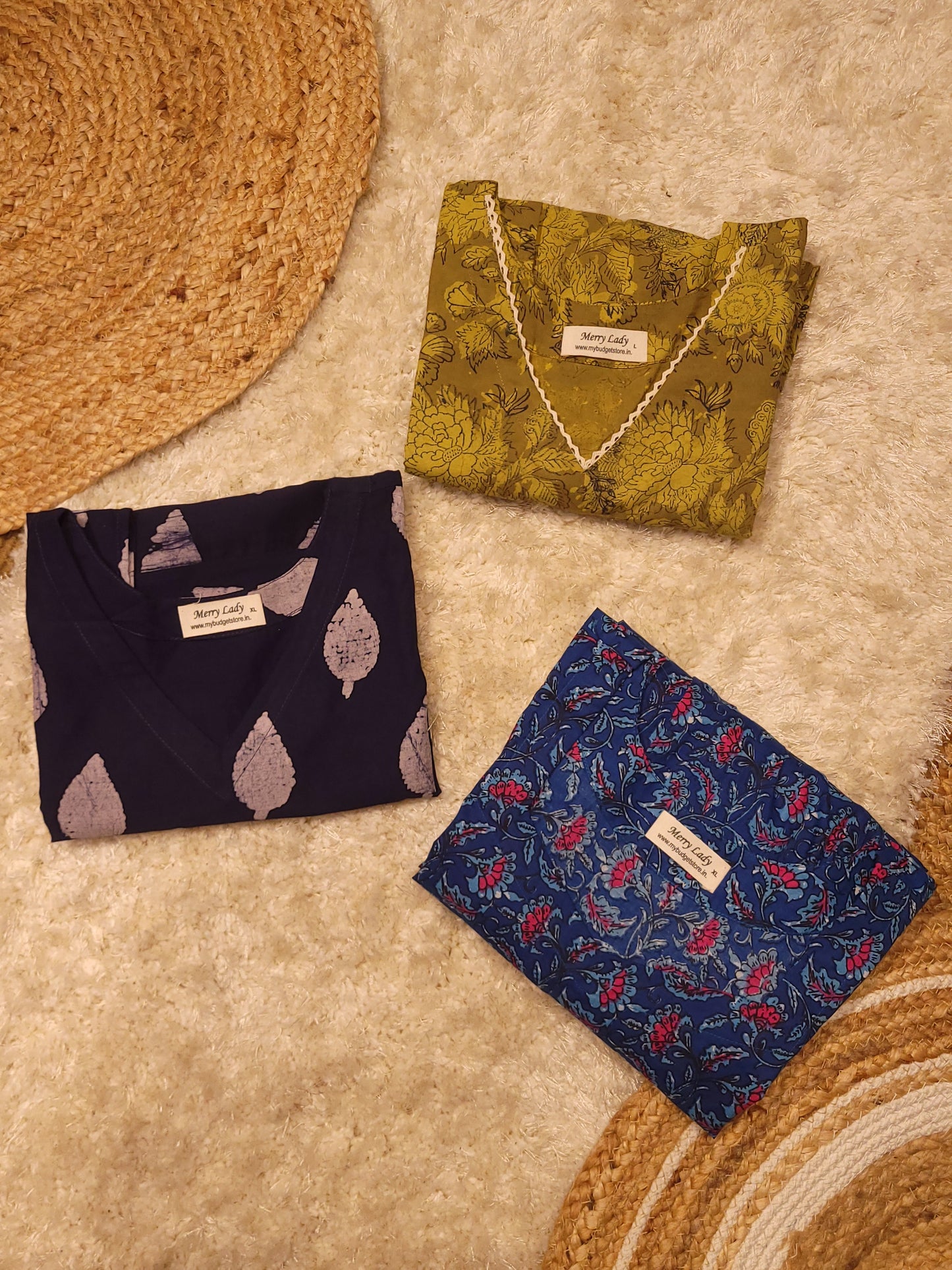 Casual indo western soft cotton tops Sleeves attached ( pack of 3) MBS-789 ** Ready to dispatch **