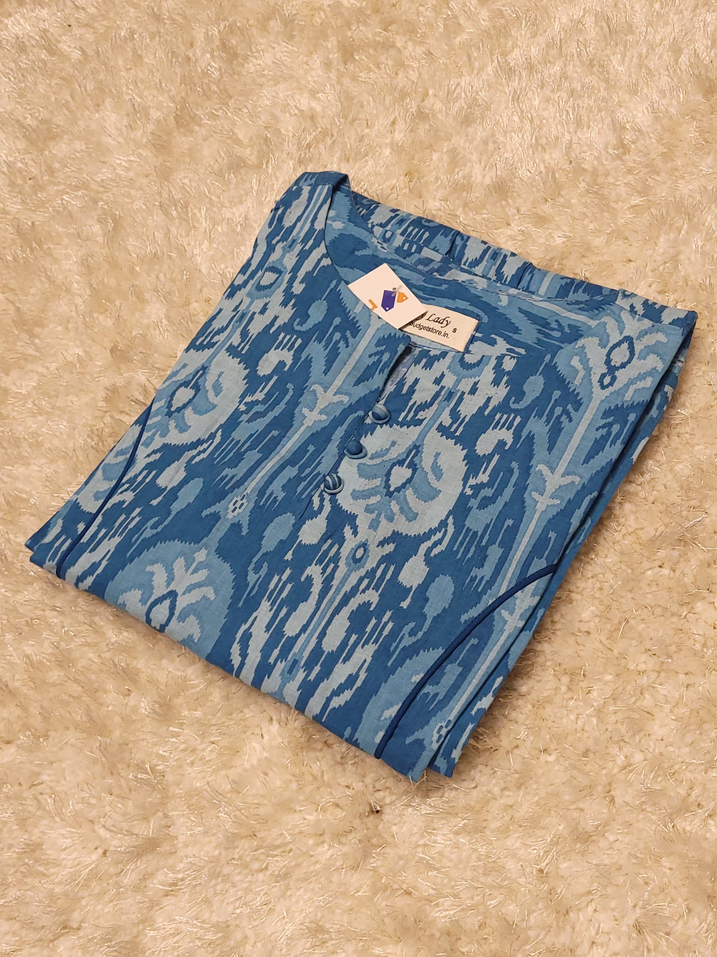 Blue soft cotton kurti with gathers MBS-797 ** ready to dispatch**