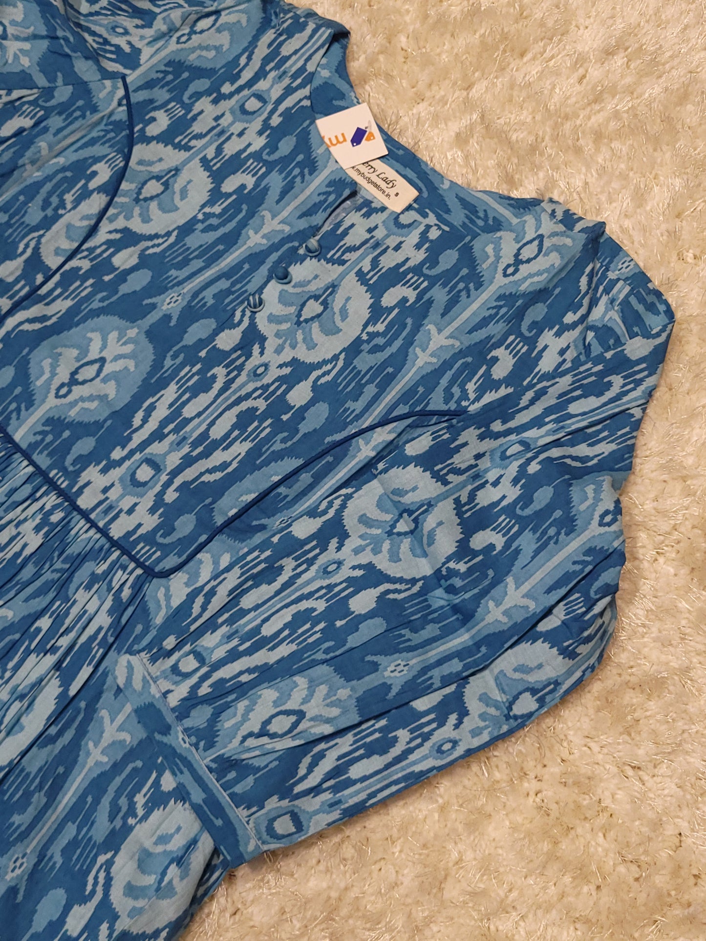 Blue soft cotton kurti with gathers MBS-797 ** ready to dispatch**