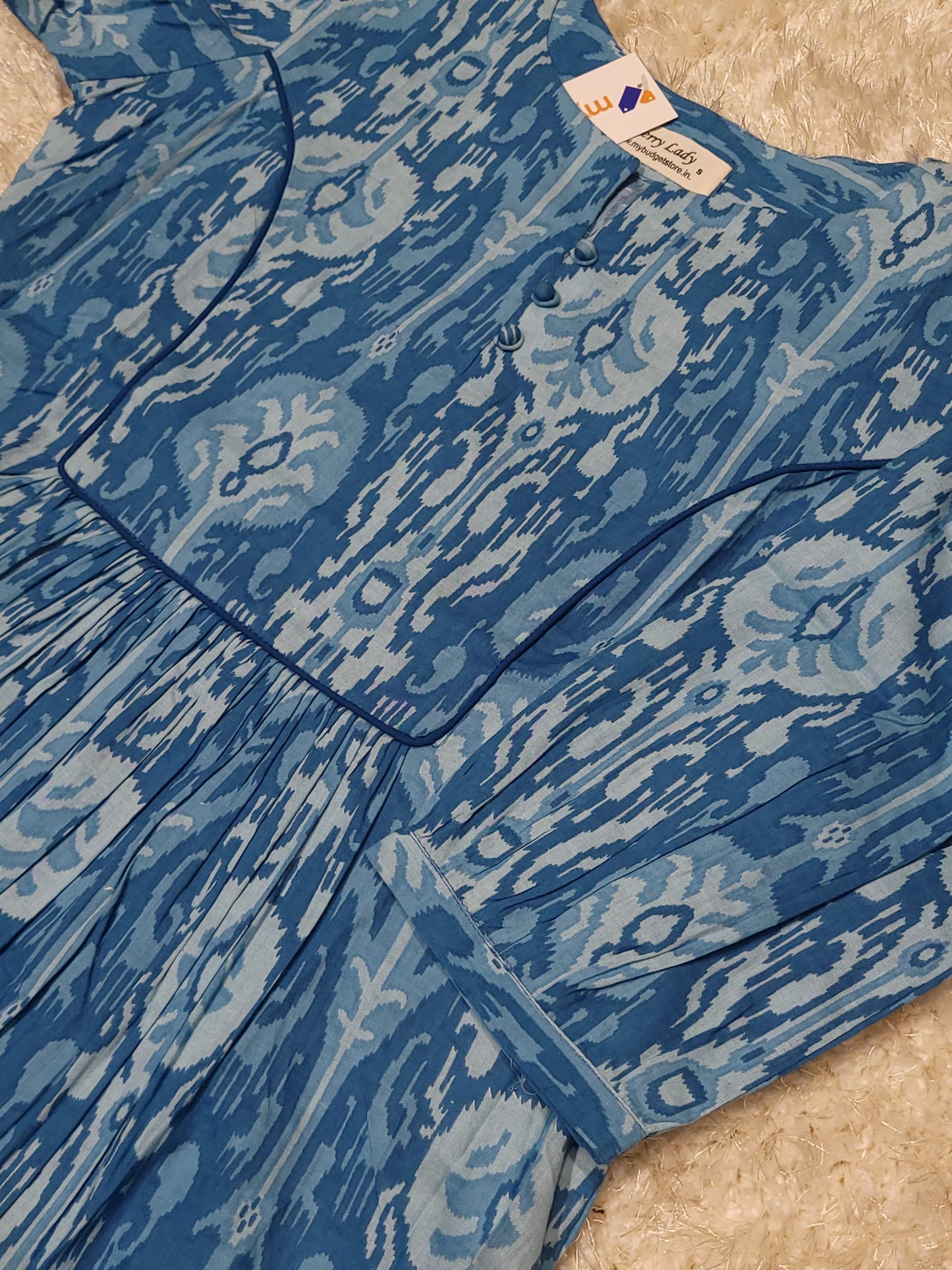 Blue soft cotton kurti with gathers MBS-797 ** ready to dispatch**