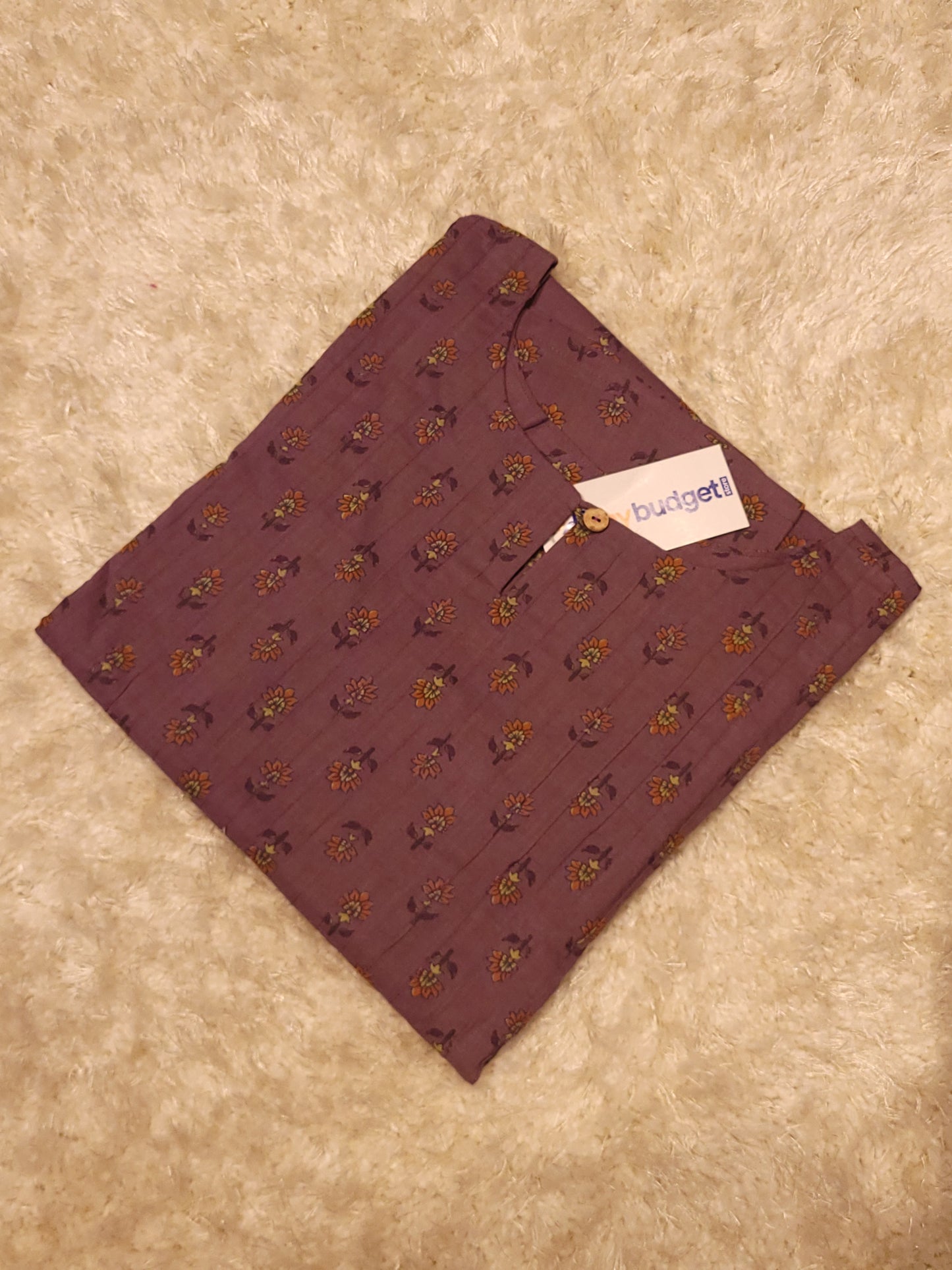 Lilac shaded floral printed cotton Aline kurti with pintucked yoke MBS-793 ** Ready to dispatch **