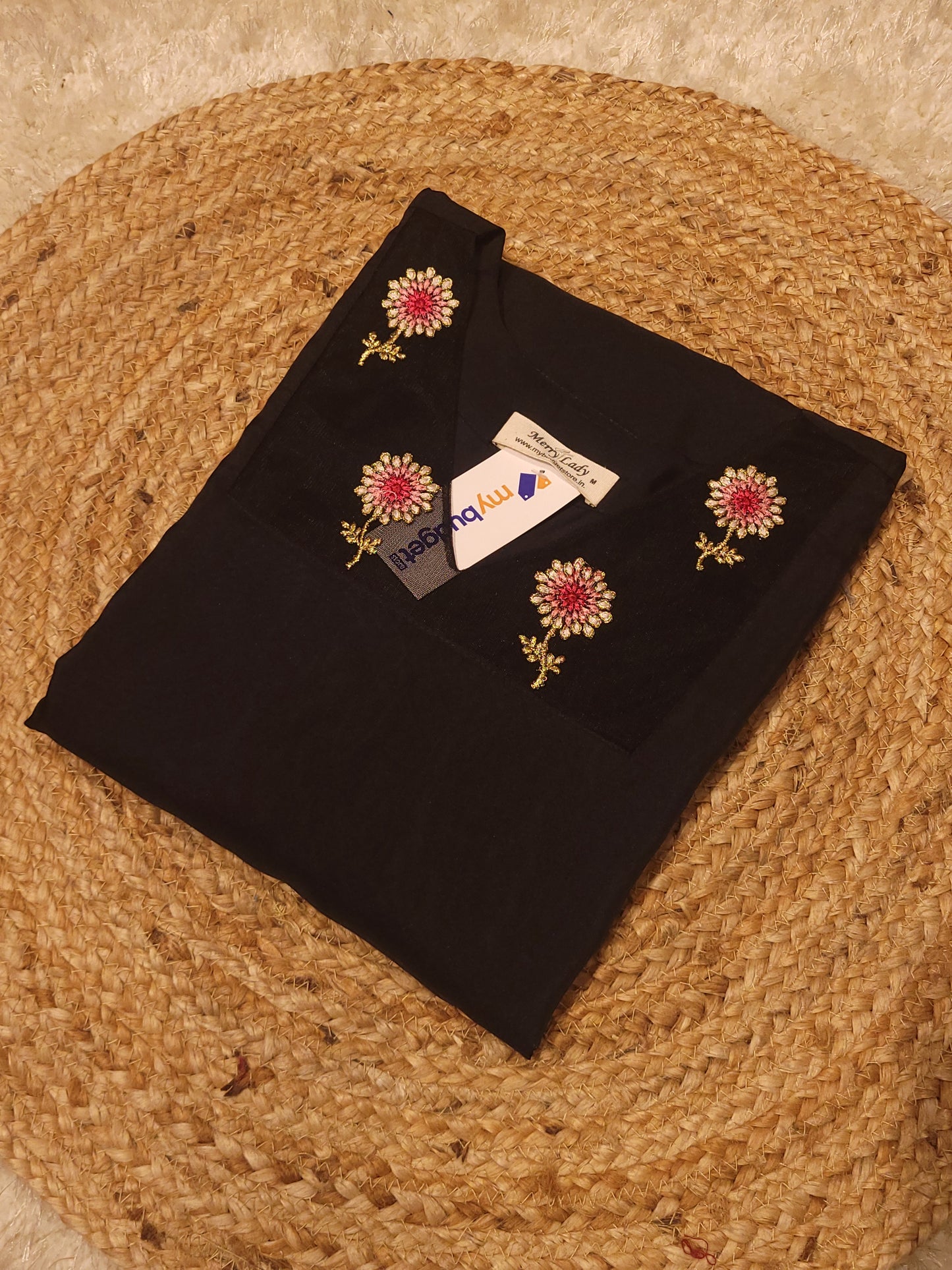 Black soft organza Aline kurti with designer yoke MBS-804 ** ready to dispatch**