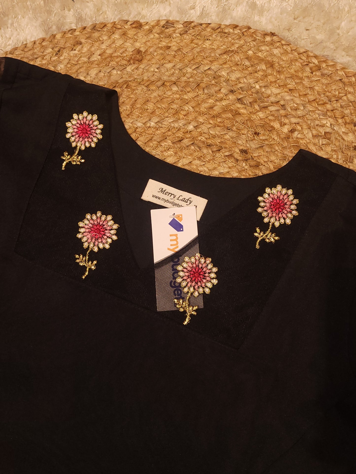 Black soft organza Aline kurti with designer yoke MBS-804 ** ready to dispatch**