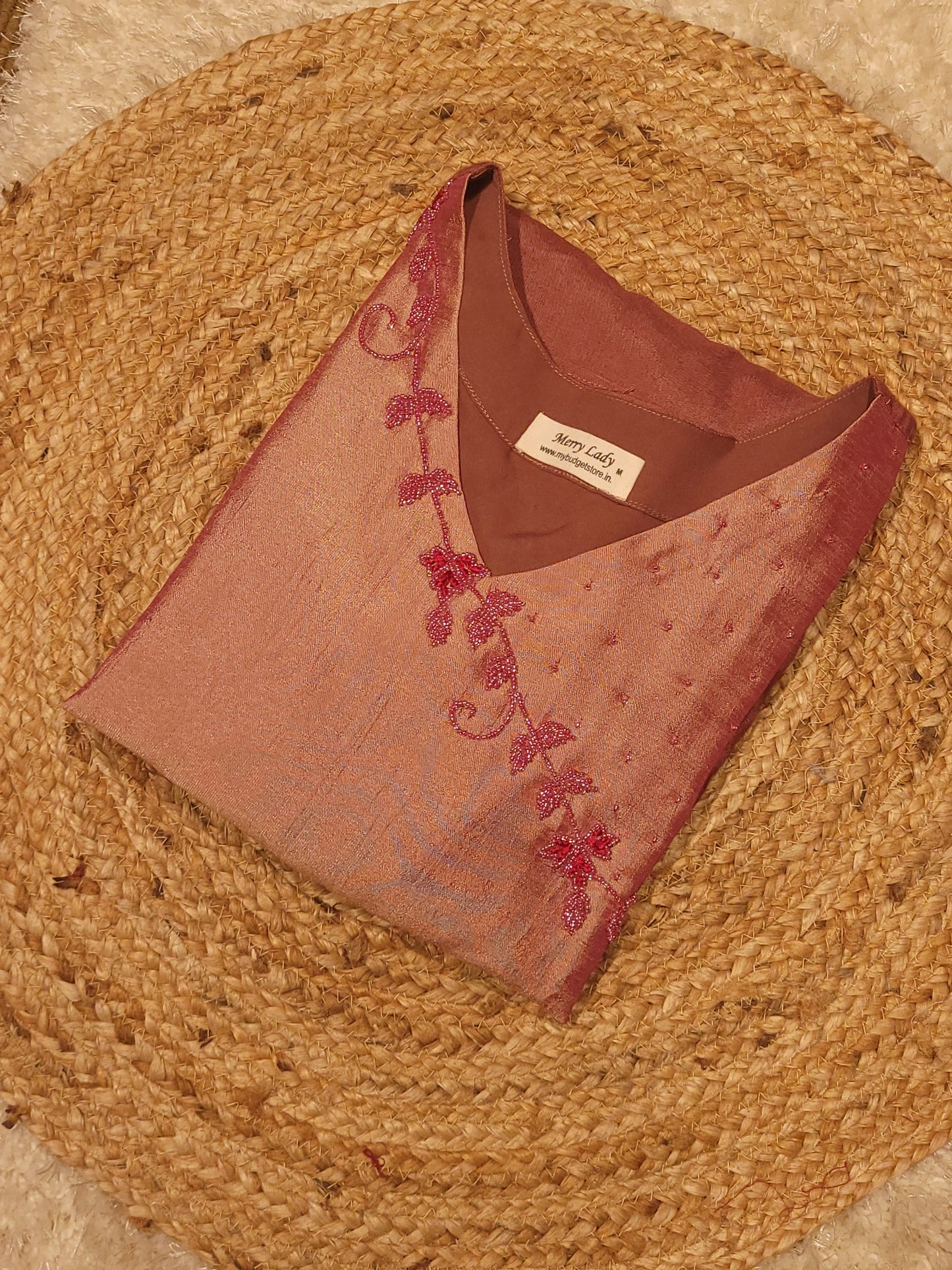 Badri silk kurti with handworked yoke in double shade MBS-805 ** ready to dispatch**