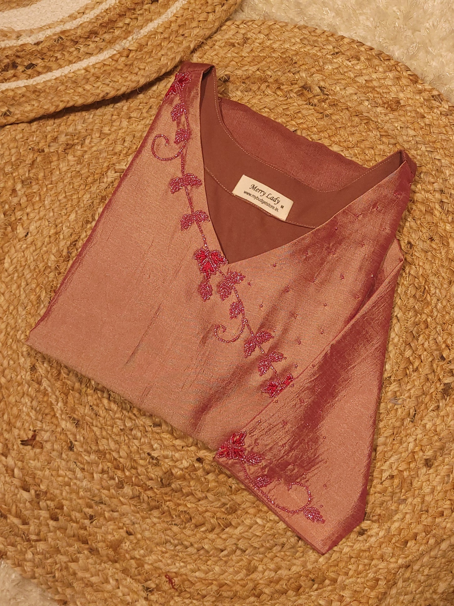 Badri silk kurti with handworked yoke in double shade MBS-805 ** ready to dispatch**