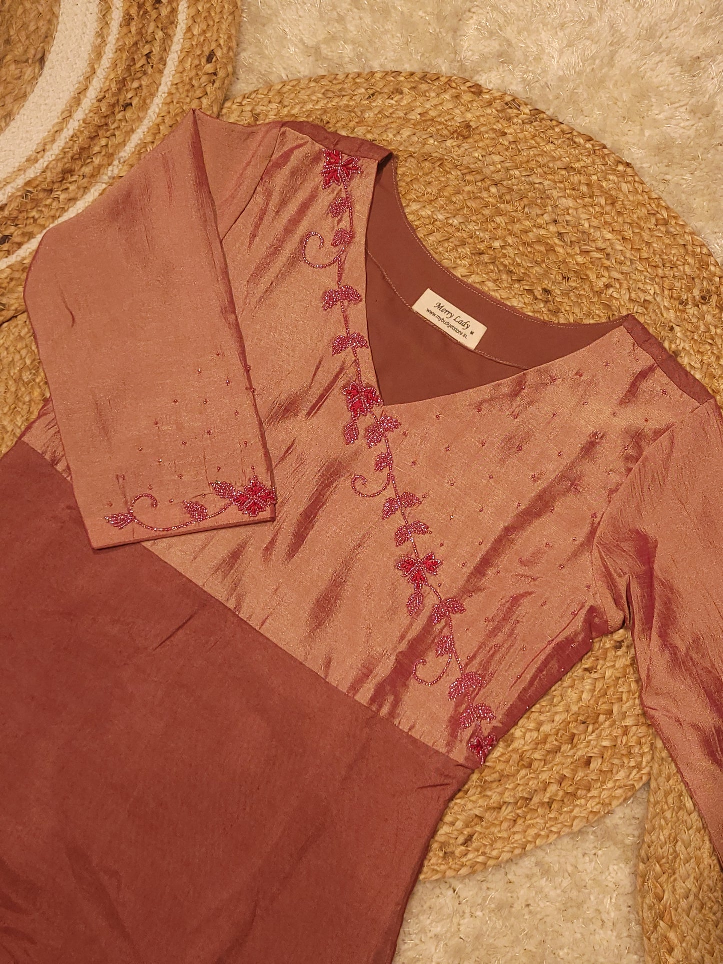 Badri silk kurti with handworked yoke in double shade MBS-805 ** ready to dispatch**