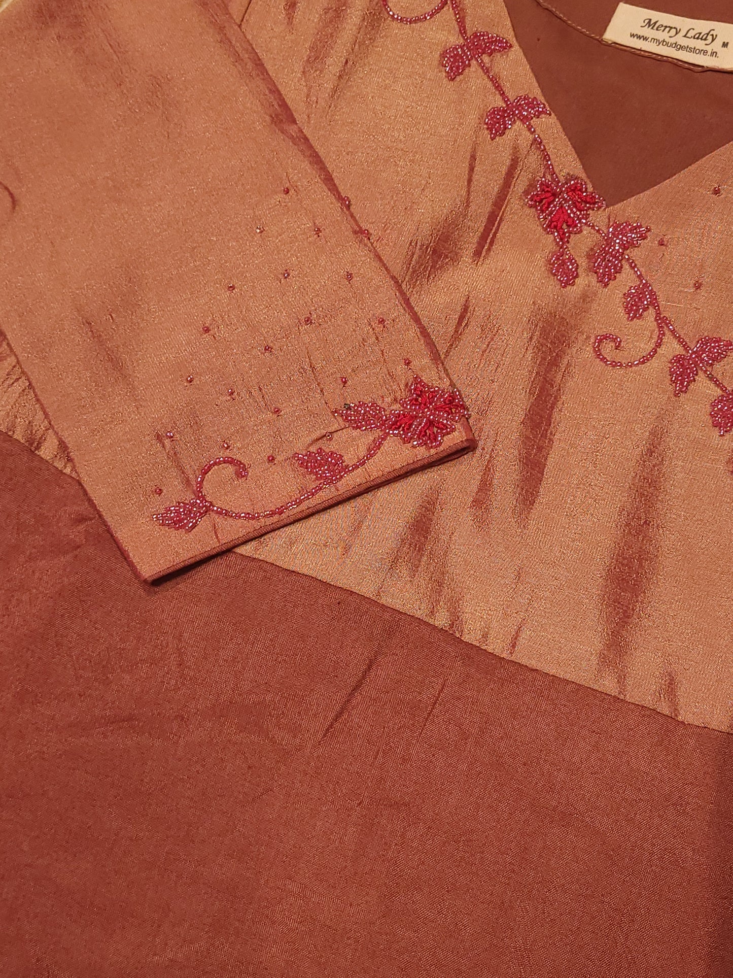 Badri silk kurti with handworked yoke in double shade MBS-805 ** ready to dispatch**