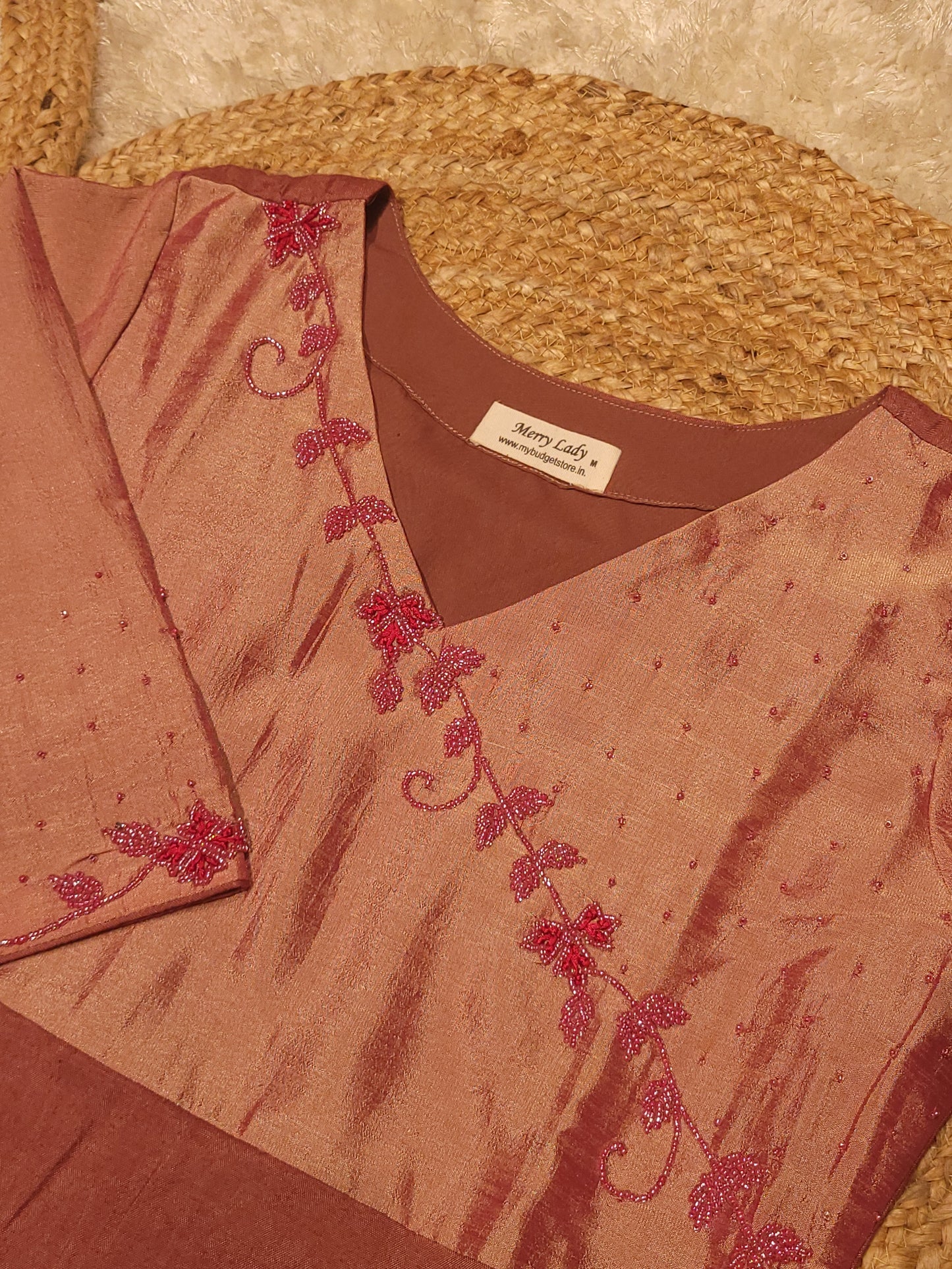 Badri silk kurti with handworked yoke in double shade MBS-805 ** ready to dispatch**