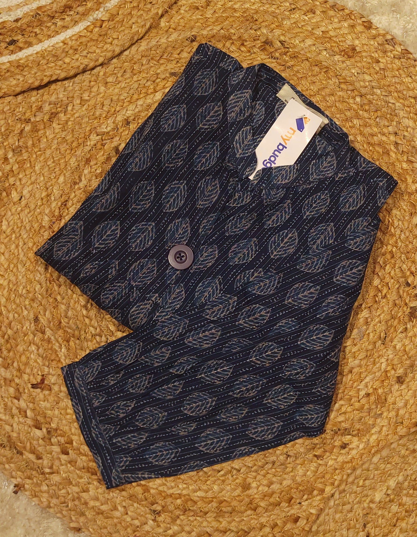 Printed katha cotton kurti/dress in blue shade MBS-806 ** ready to dispatch**