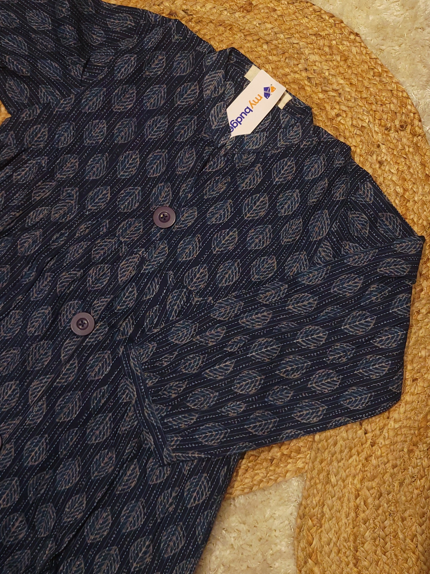 Printed katha cotton kurti/dress in blue shade MBS-806 ** ready to dispatch**