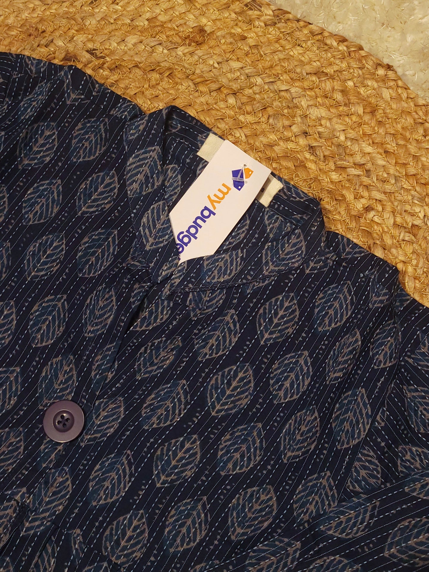 Printed katha cotton kurti/dress in blue shade MBS-806 ** ready to dispatch**