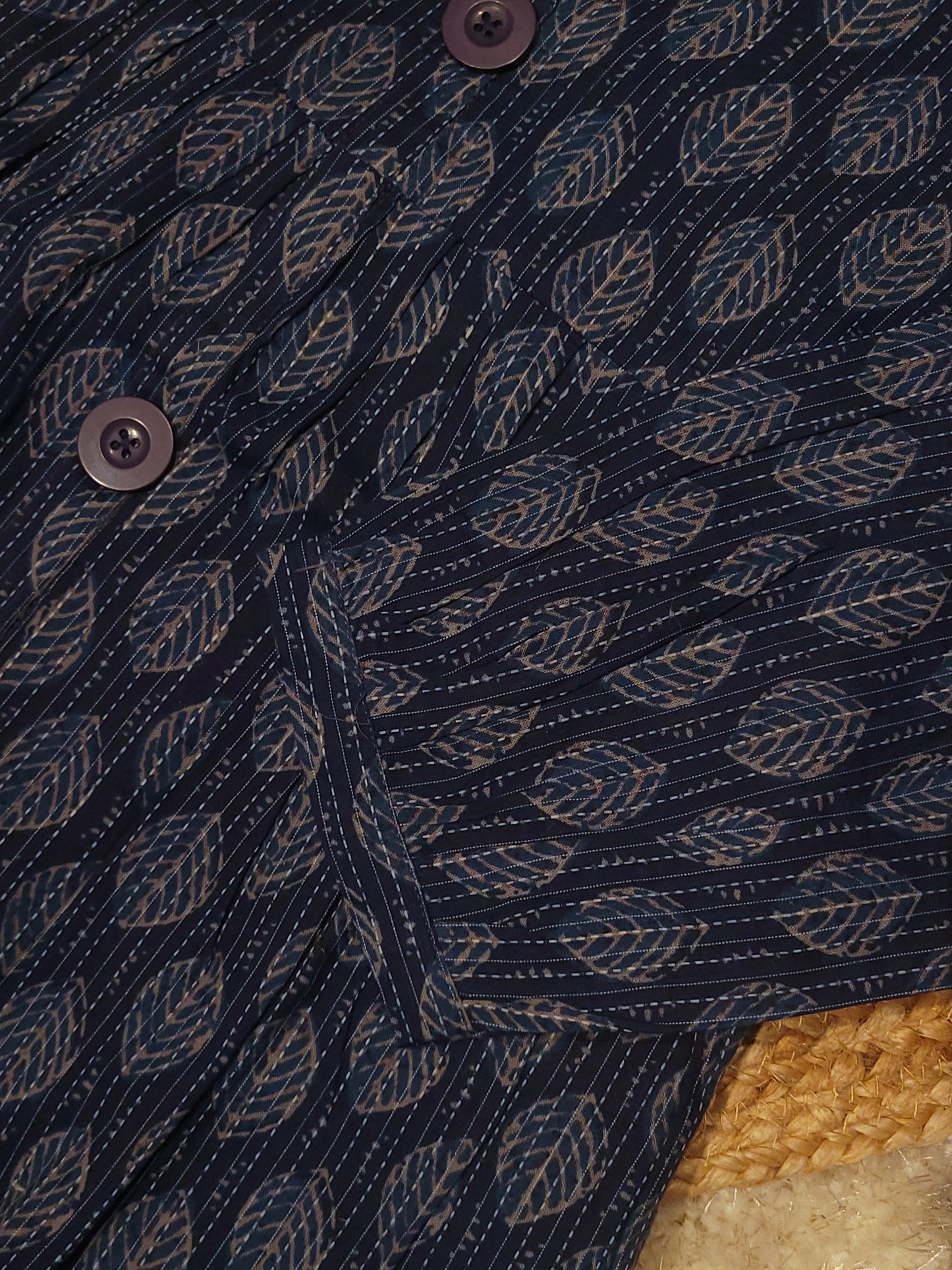 Printed katha cotton kurti/dress in blue shade MBS-806 ** ready to dispatch**