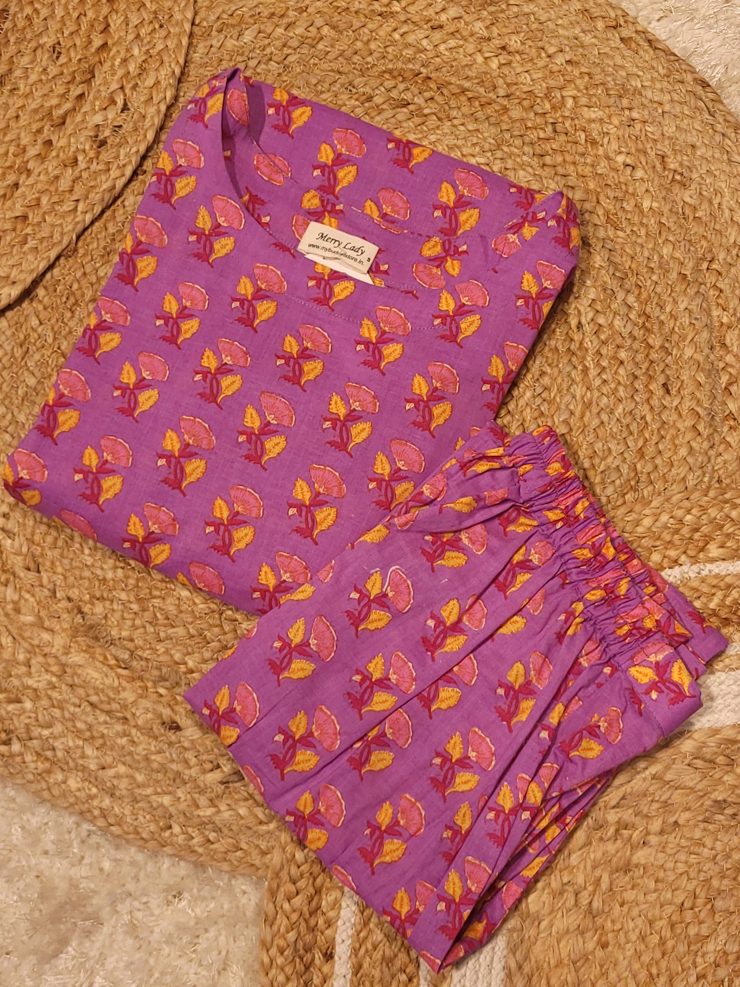 Cotton printed co-ord set in purple lilac shade MBS-809 ** ready to dispatch**