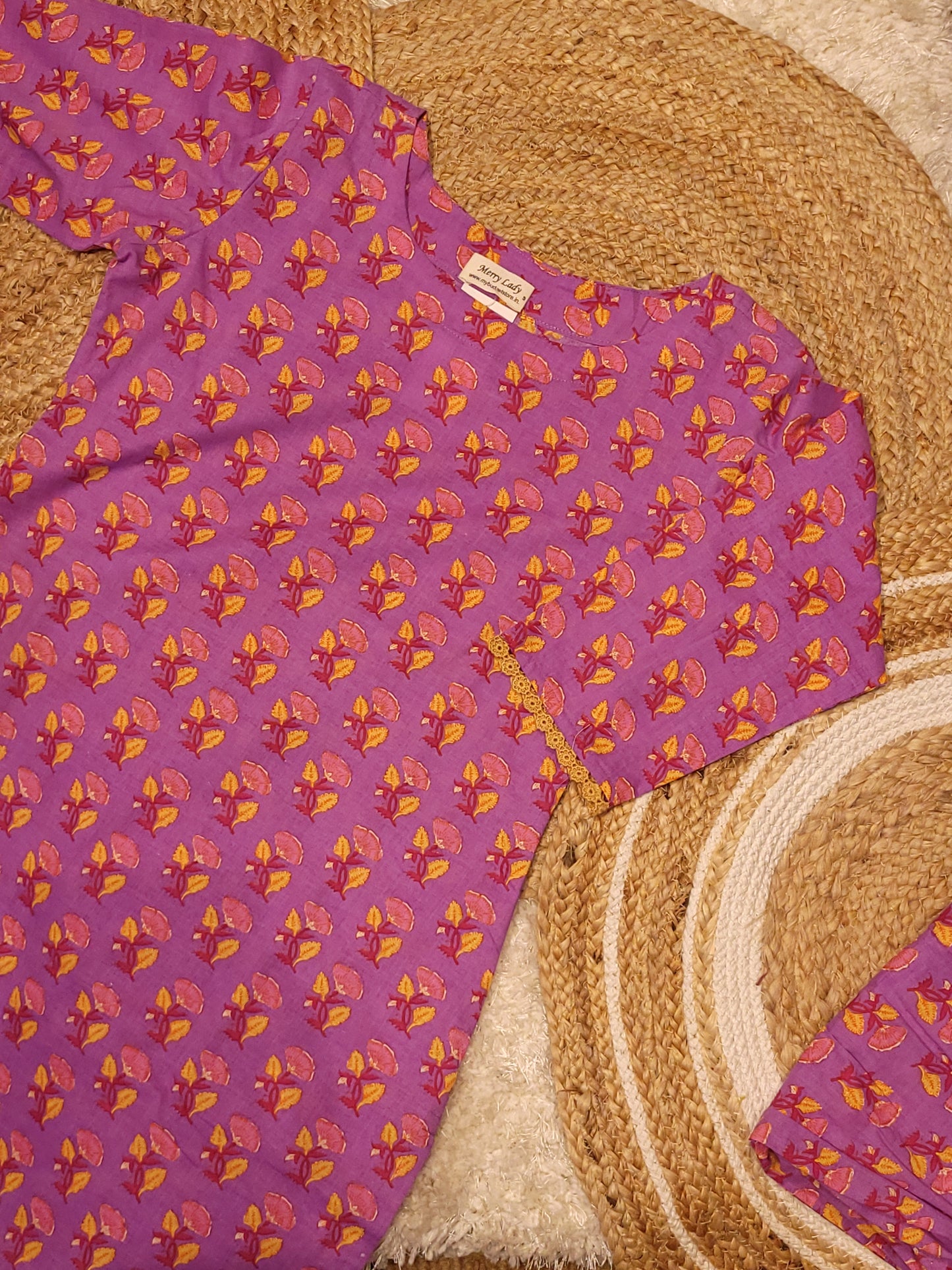 Cotton printed co-ord set in purple lilac shade MBS-809 ** ready to dispatch**