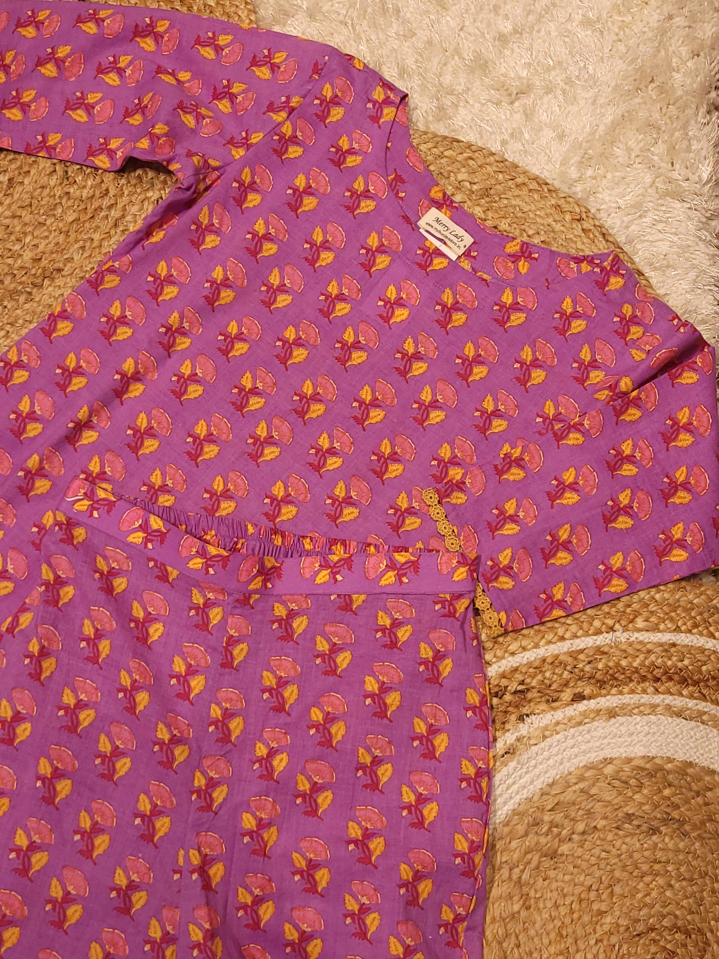 Cotton printed co-ord set in purple lilac shade MBS-809 ** ready to dispatch**