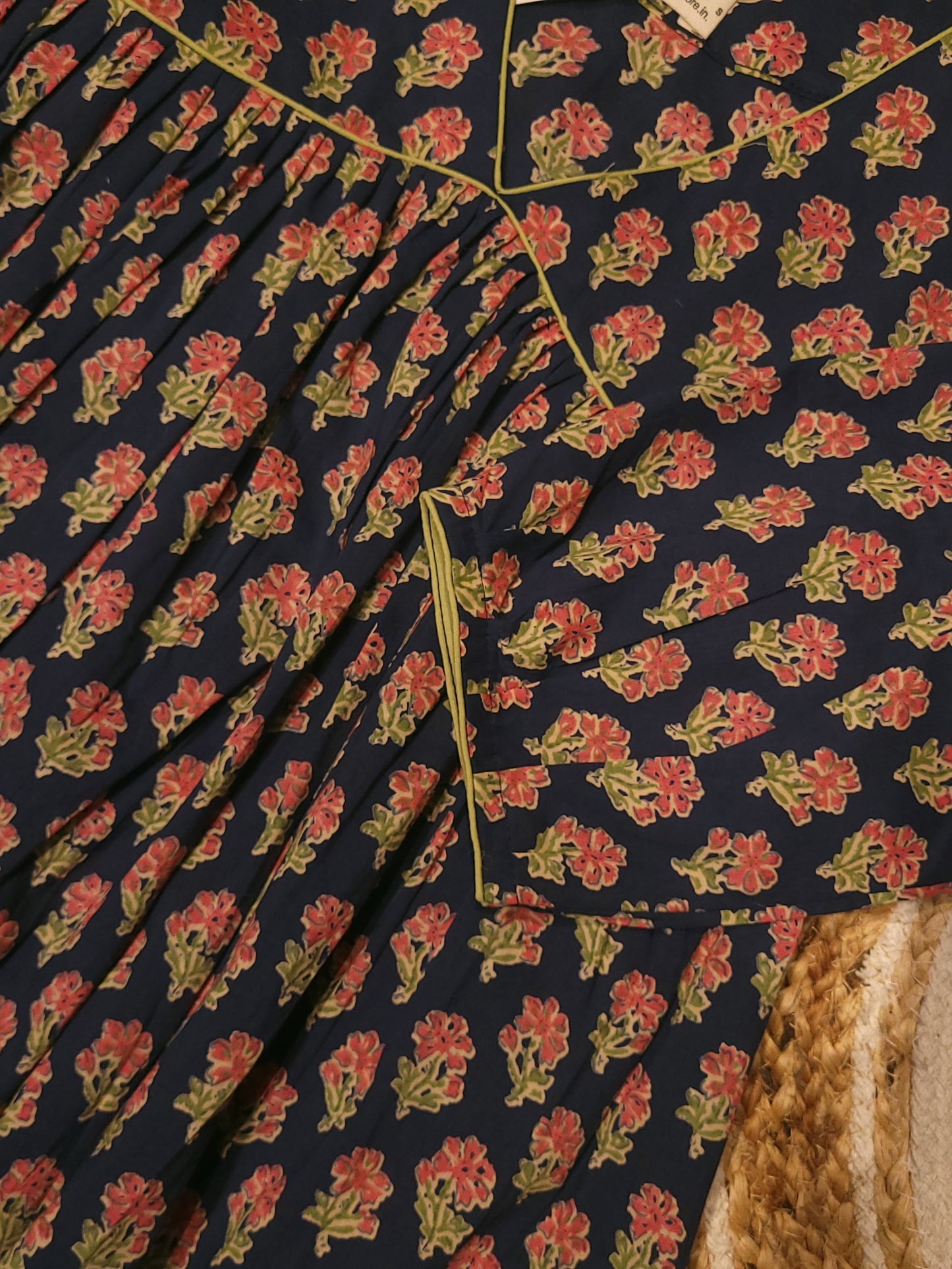 Floral printed cotton alia cut Aline kurti with gathers in indigo shade  MBS-812 ** ready to dispatch**