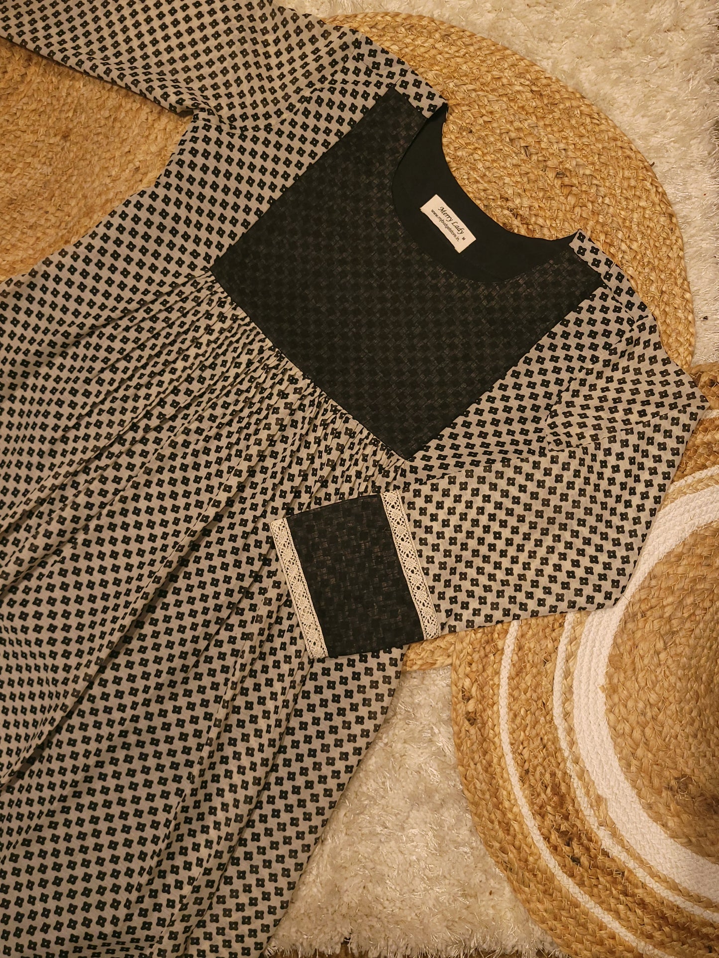 Printed soft cotton voile kurti with lace detailings MBS-814 ** ready to dispatch**