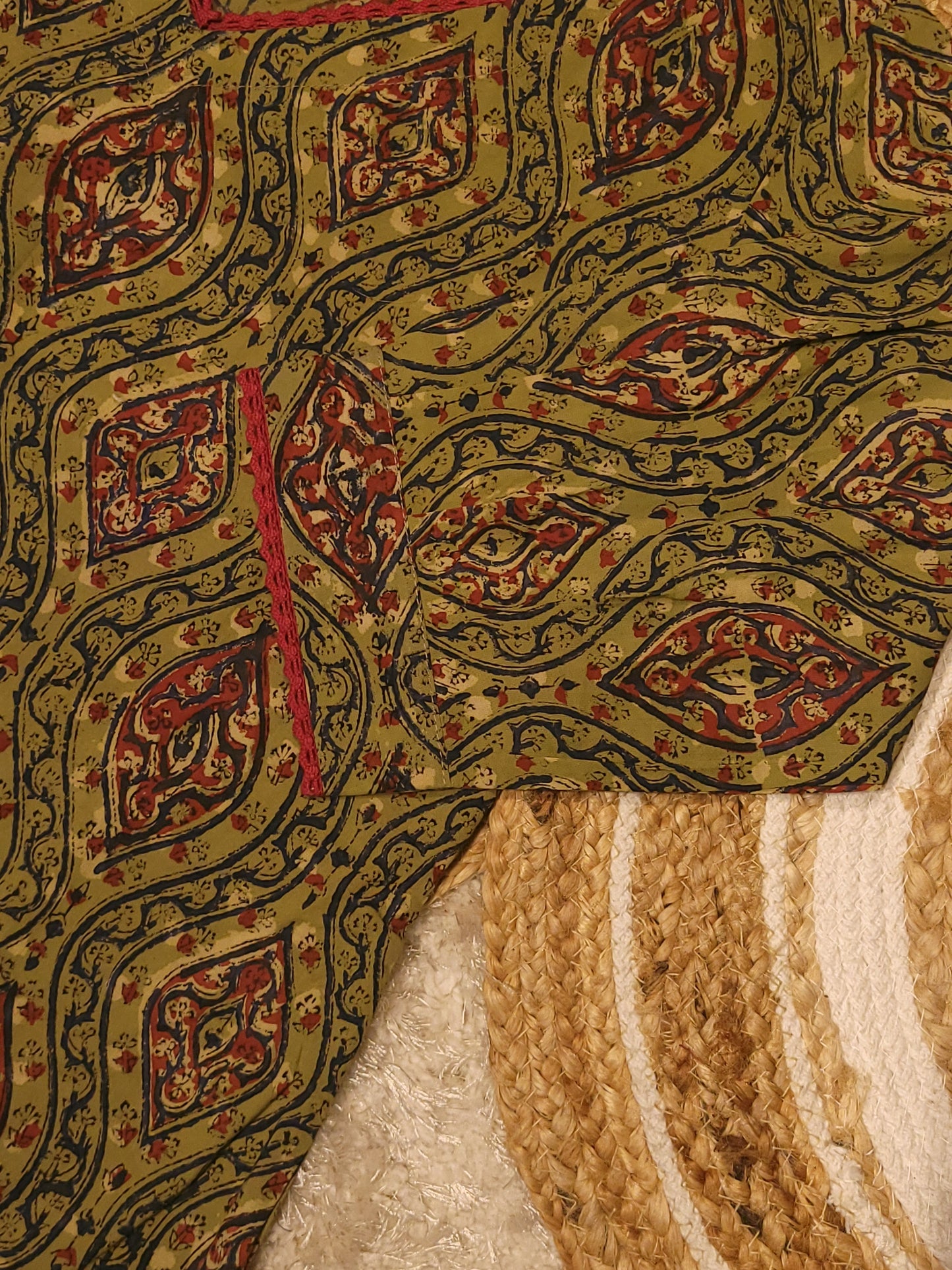 Pure bagru dabu printed cotton A-line kurti with lace detailed neck and sleeve MBS-818 ** ready to dispatch**