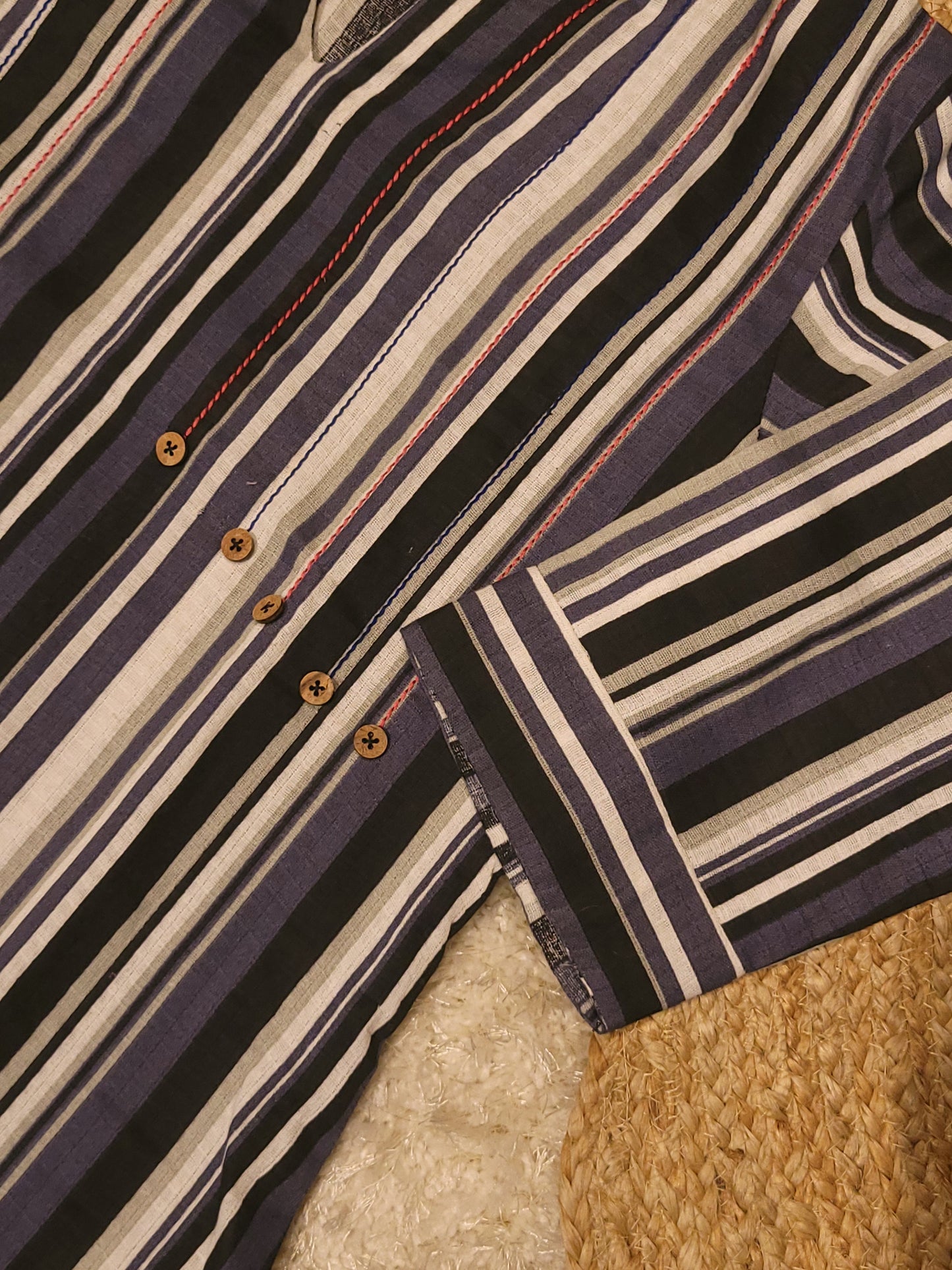 Multicolor striped cotton Aline dress/kurti with anchor thread detailed yoke MBS-820 ** ready to dispatch**