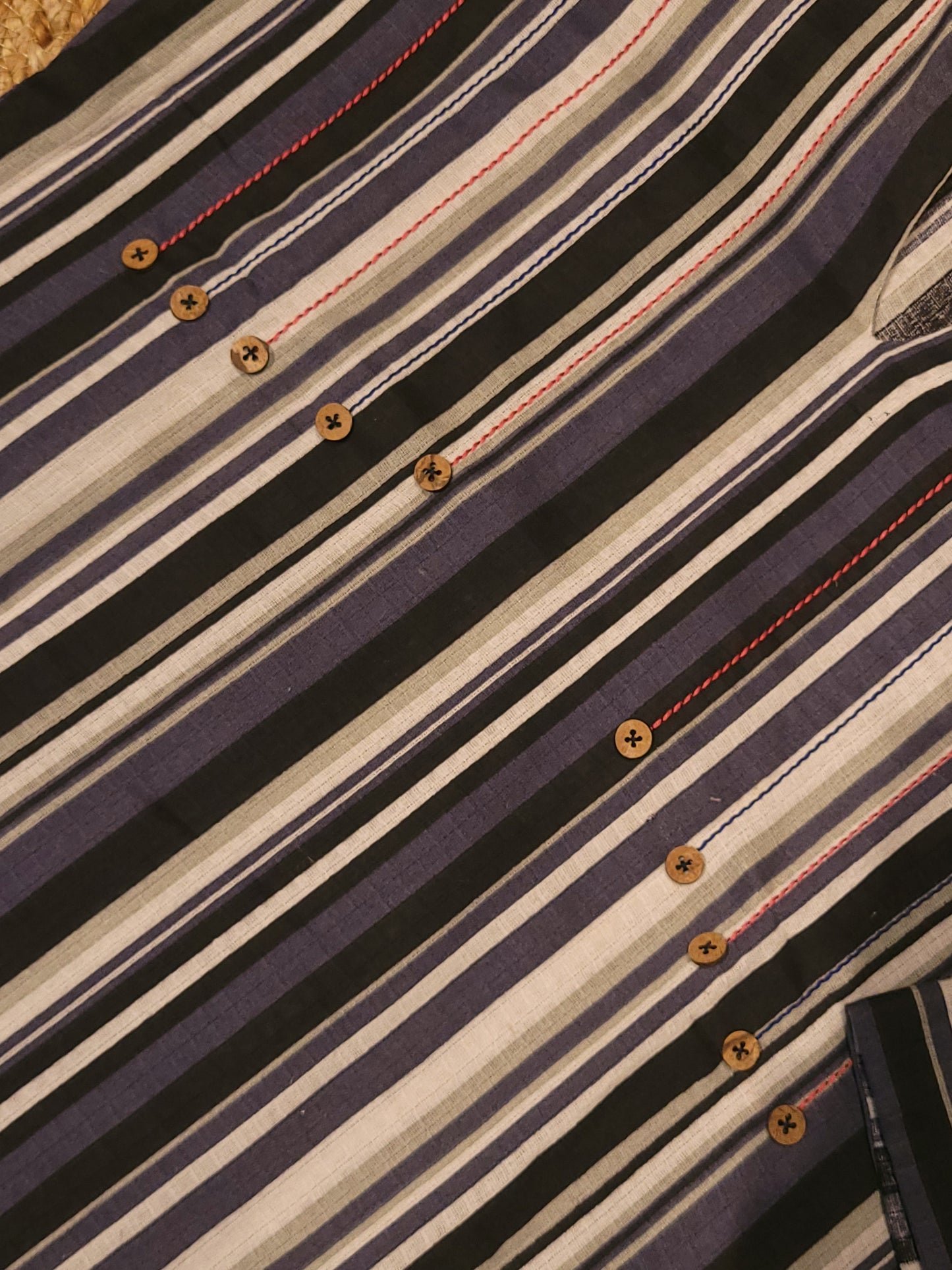 Multicolor striped cotton Aline dress/kurti with anchor thread detailed yoke MBS-820 ** ready to dispatch**