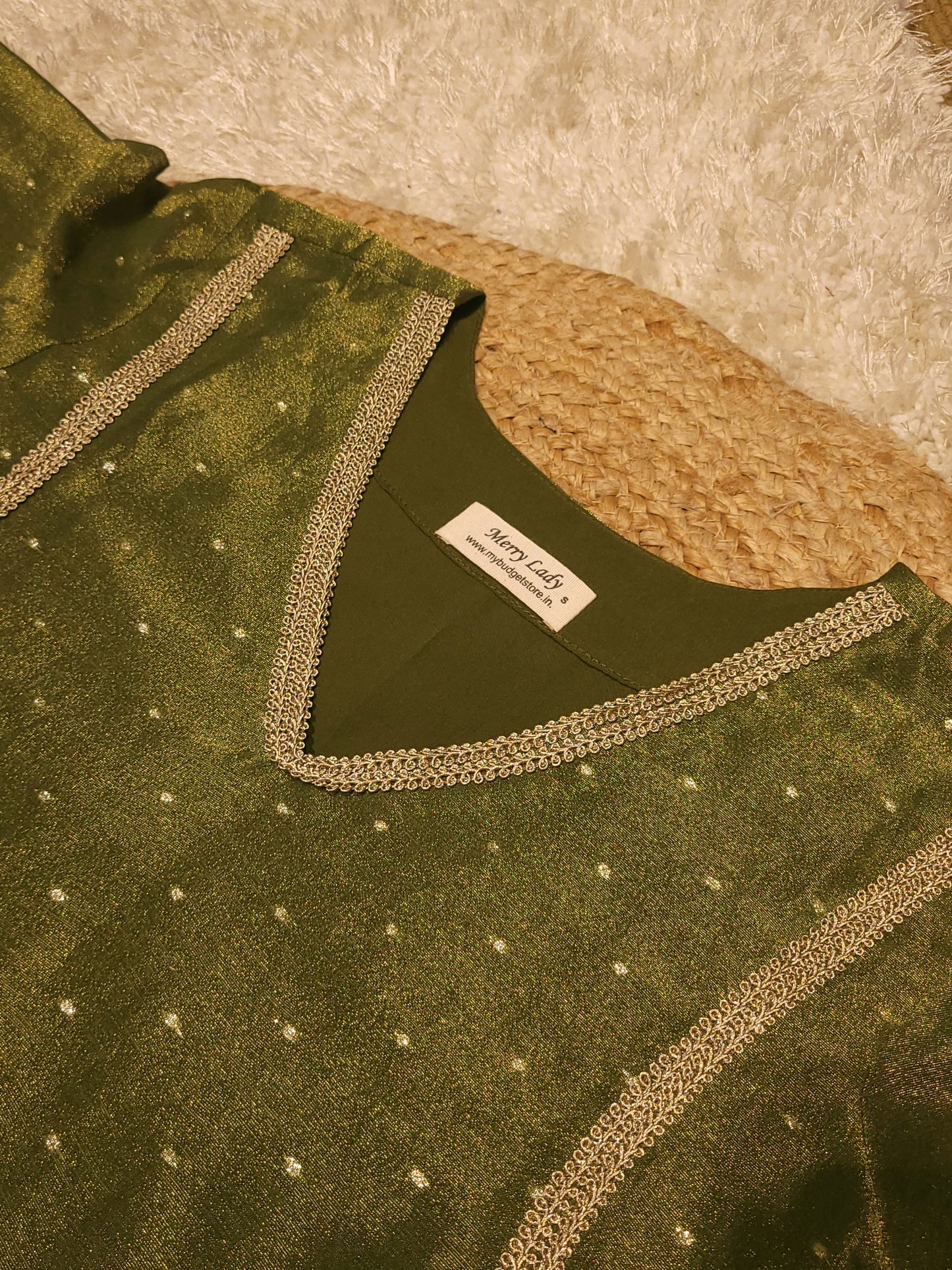 Pure muslin tissue butti designed Aline kurti with lace detailing and side gathers MBS-830 **ready to dispatch**