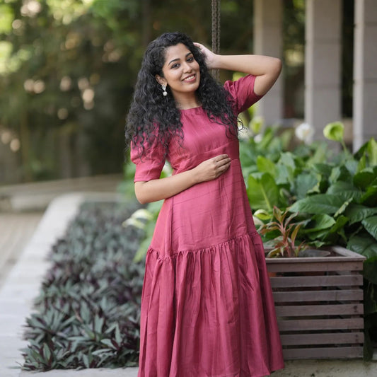 Roohi silk frock in brick red shade **Ready To Dispatch**