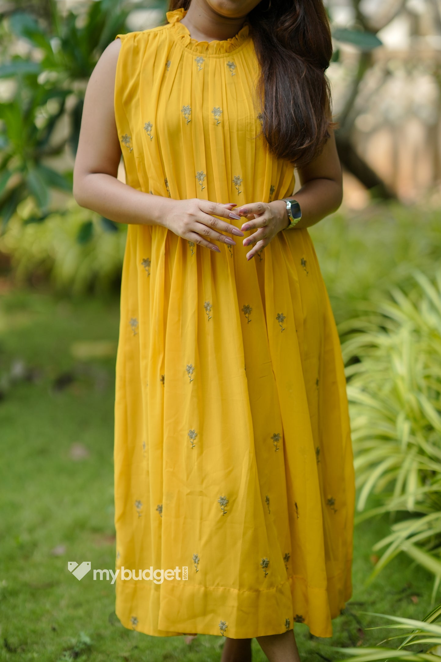 Viscose Mul Chanderi Aline kurti with embroidered middle panel MBS-1225