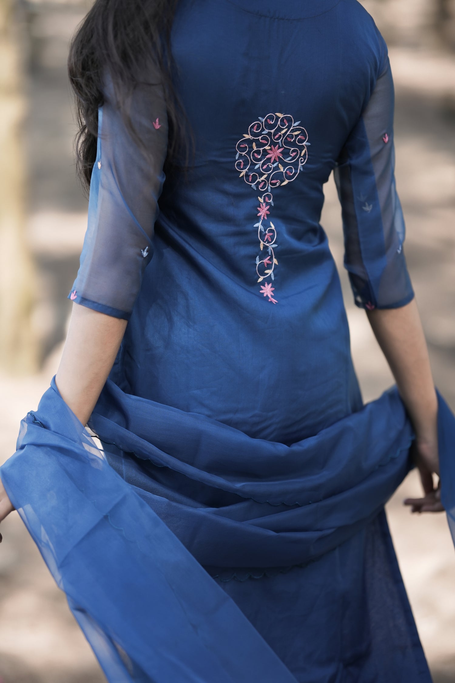 Vishudh Women Turquoise Blue Printed Straight Kurta - Absolutely Desi