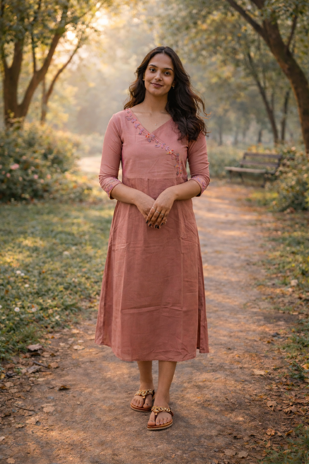 Badri silk kurti with handworked yoke in double shade MBS-805 ** ready to dispatch**