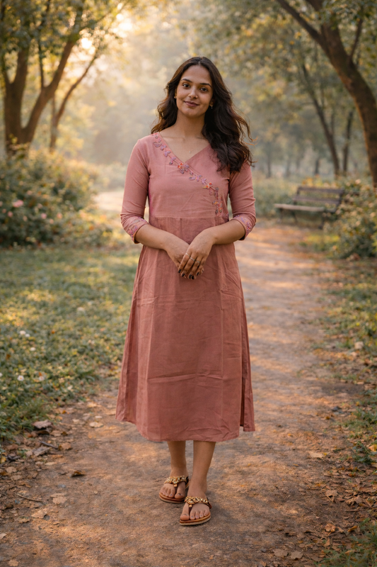 Badri silk kurti with handworked yoke in double shade MBS-805 ** ready to dispatch**