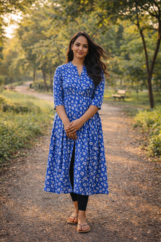 Floral printed cotton Aline kurti with front slit  MBS-802 ** ready to dispatch**
